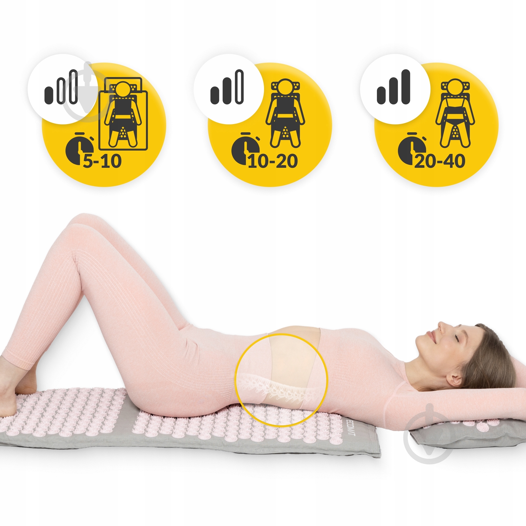 Коврик акупунктурный 4fizjo с подушкой Eco Mat XL Аппликатор Кузнецова 4FJ0515 Grey/Pink (P-5907739313607) - фото 13