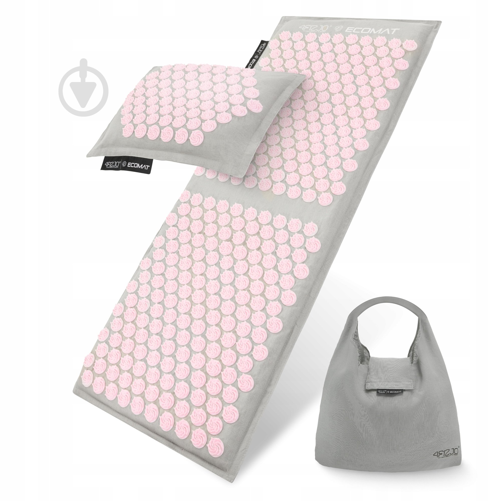 Килимок акупунктурний 4fizjo з подушкою Eco Mat XL Аплікатор Кузнєцова 4FJ0515 Grey/Pink (P-5907739313607) - фото 1