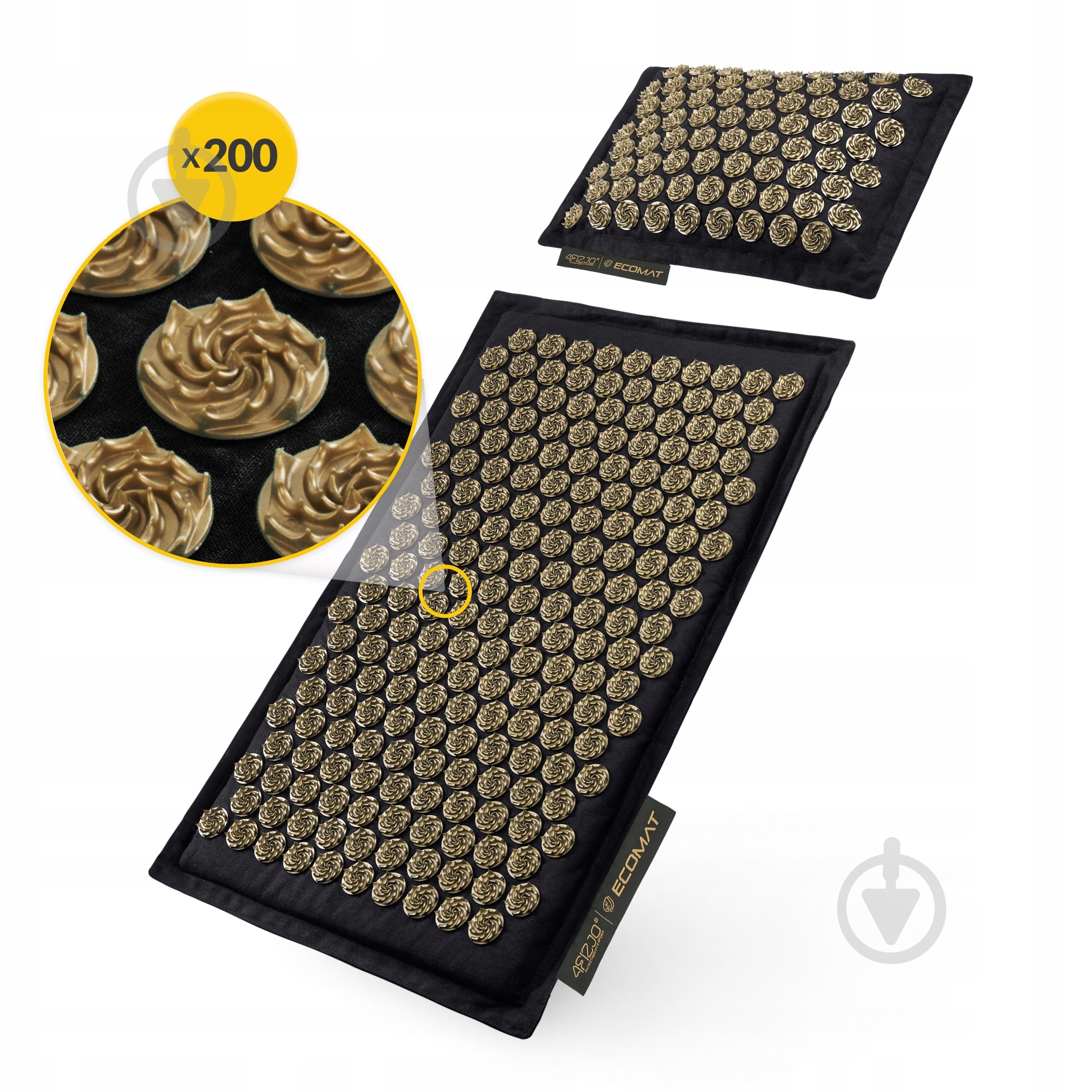 Коврик акупунктурный 4fizjo с подушкой Eco Mat Аппликатор Кузнецова 4FJ0179 Black/Gold (P-5907739311566) - фото 10