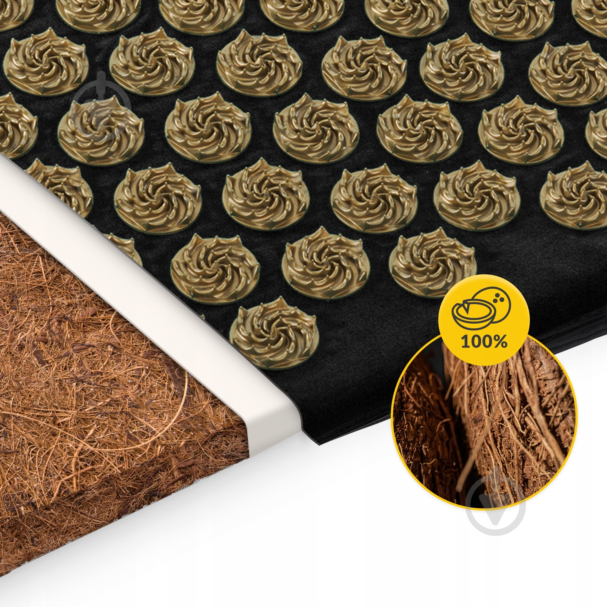 Коврик акупунктурный 4fizjo с подушкой Eco Mat Аппликатор Кузнецова 4FJ0179 Black/Gold (P-5907739311566) - фото 7