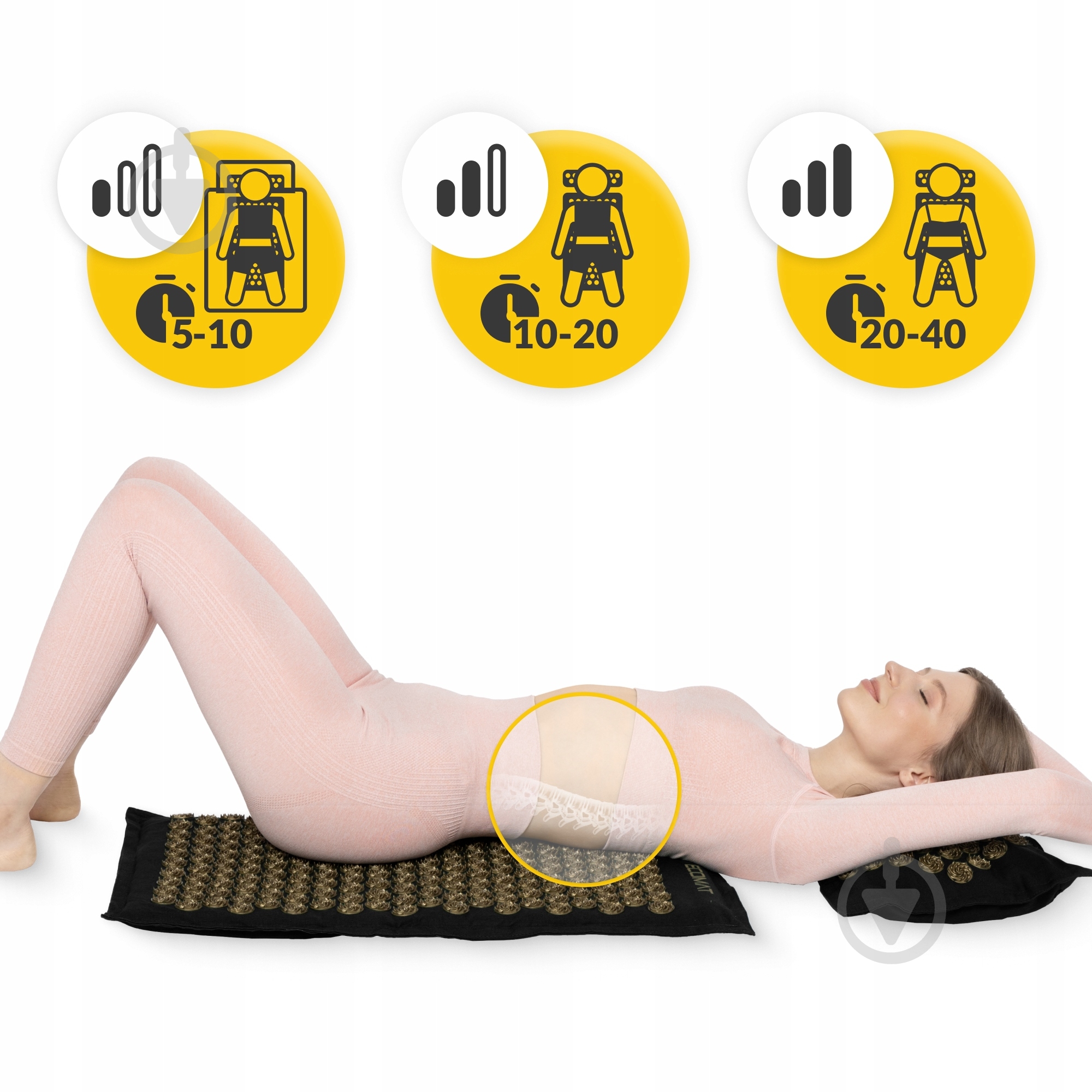 Коврик акупунктурный 4fizjo с подушкой Eco Mat Аппликатор Кузнецова 4FJ0179 Black/Gold (P-5907739311566) - фото 9