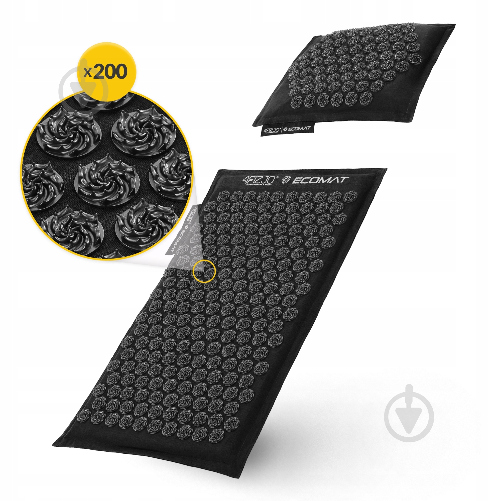 Коврик акупунктурный 4fizjo с подушкой Eco Mat Аппликатор Кузнецова 4FJ0208 Black/Black (P-5907739312563) - фото 6