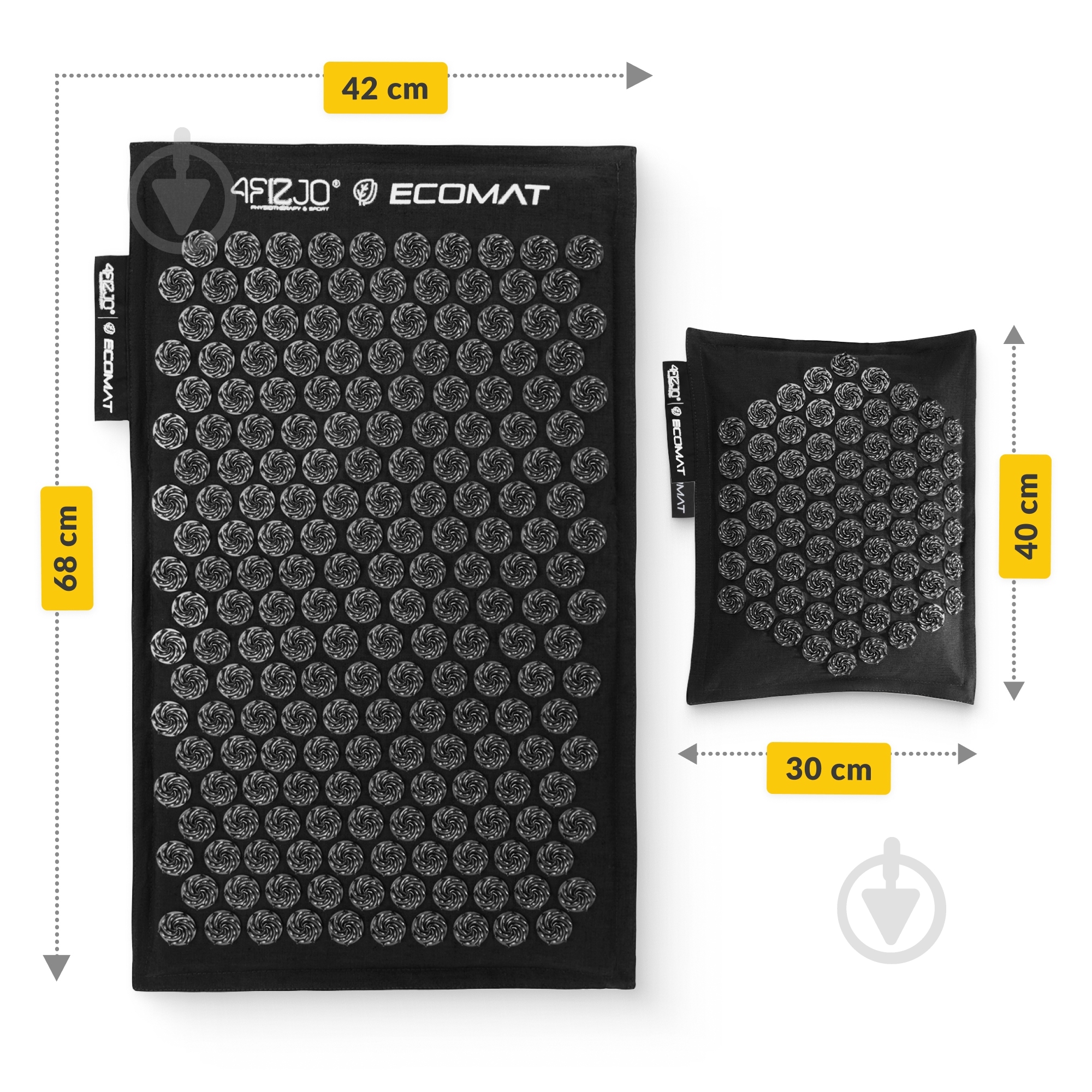 Коврик акупунктурный 4fizjo с подушкой Eco Mat Аппликатор Кузнецова 4FJ0208 Black/Black (P-5907739312563) - фото 13