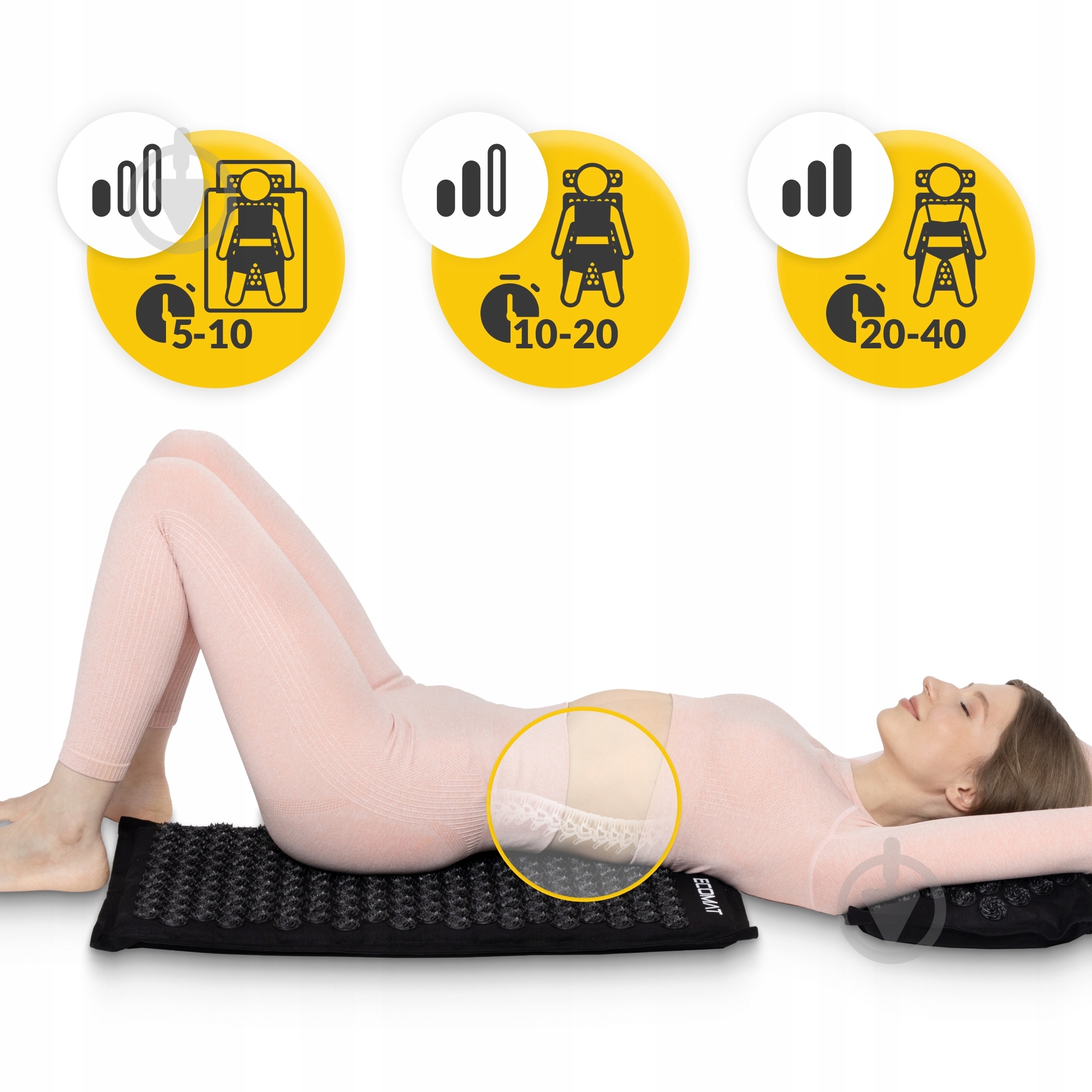 Коврик акупунктурный 4fizjo с подушкой Eco Mat Аппликатор Кузнецова 4FJ0208 Black/Black (P-5907739312563) - фото 10