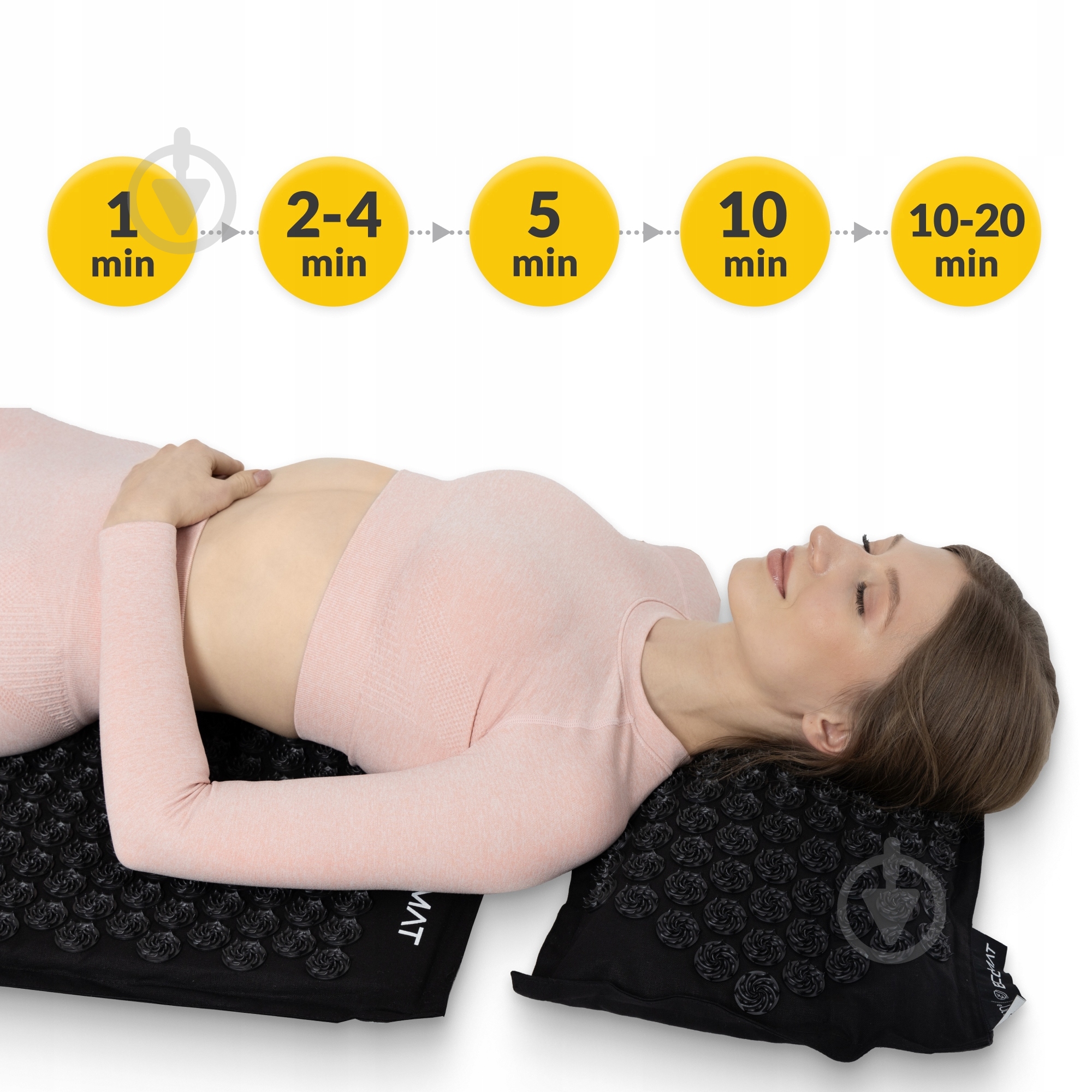 Коврик акупунктурный 4fizjo с подушкой Eco Mat Аппликатор Кузнецова 4FJ0208 Black/Black (P-5907739312563) - фото 2