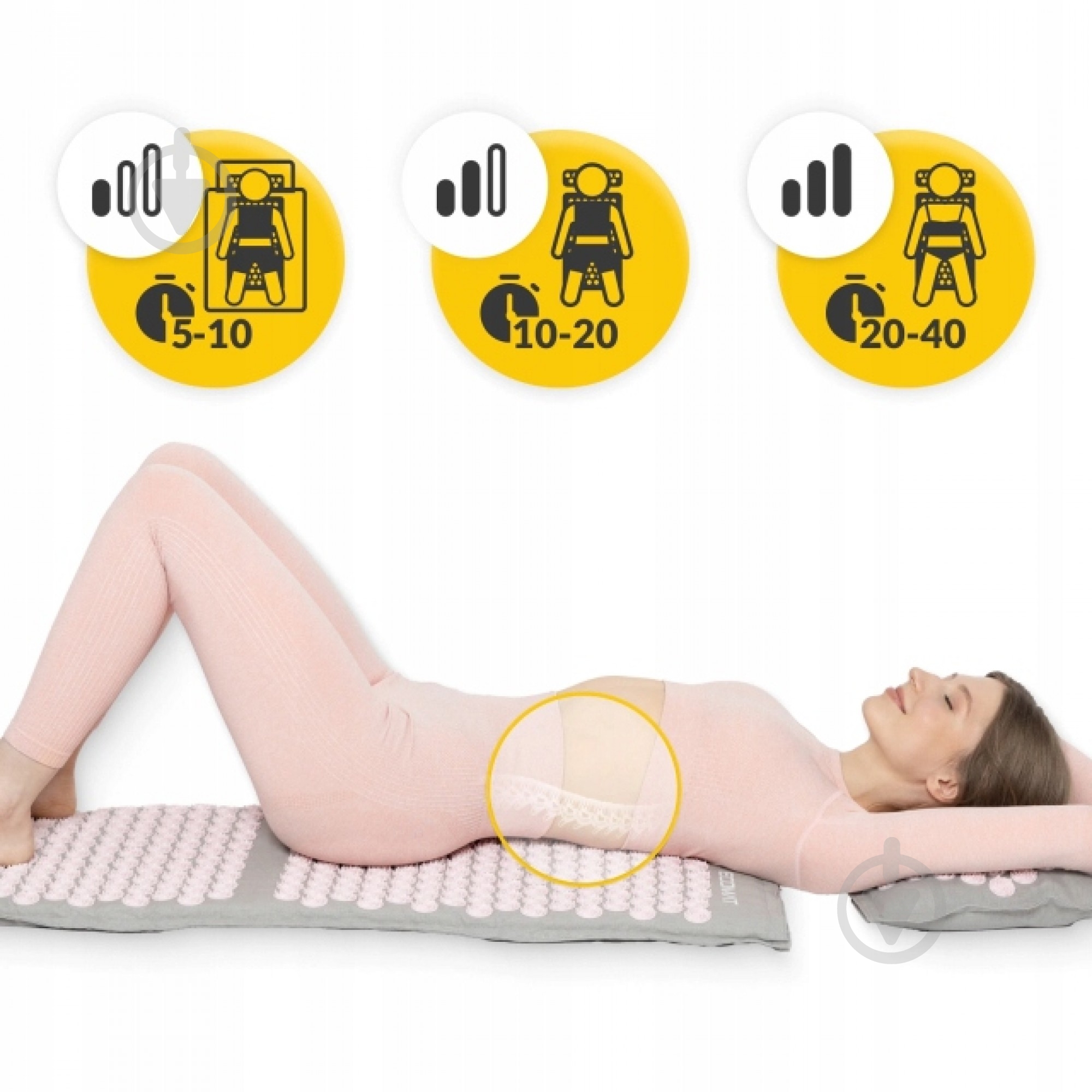 Коврик акупунктурный 4fizjo с подушкой Eco Mat Аппликатор Кузнецова 4FJ0228 Grey/Pink (P-5907739312174) - фото 2