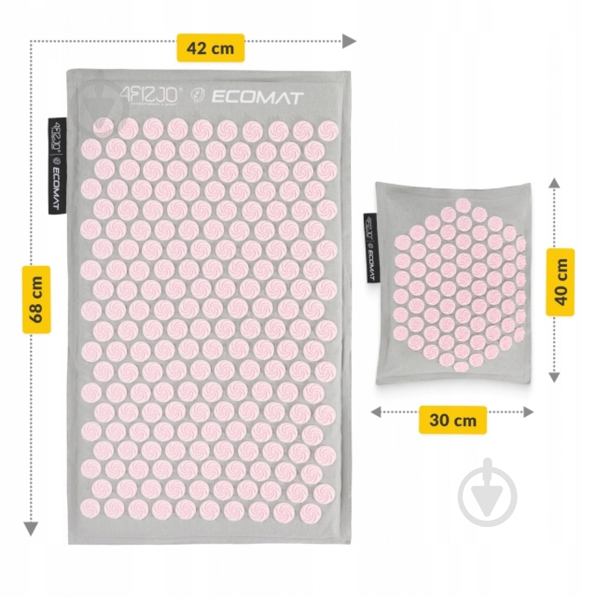 Коврик акупунктурный 4fizjo с подушкой Eco Mat Аппликатор Кузнецова 4FJ0228 Grey/Pink (P-5907739312174) - фото 6