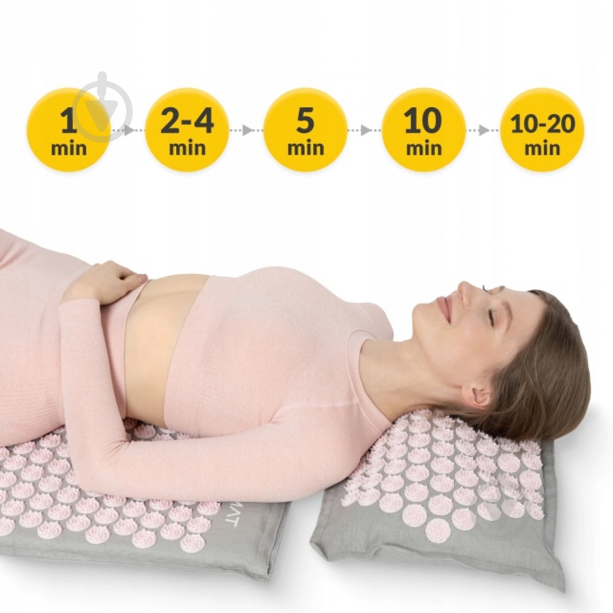 Коврик акупунктурный 4fizjo с подушкой Eco Mat Аппликатор Кузнецова 4FJ0228 Grey/Pink (P-5907739312174) - фото 11
