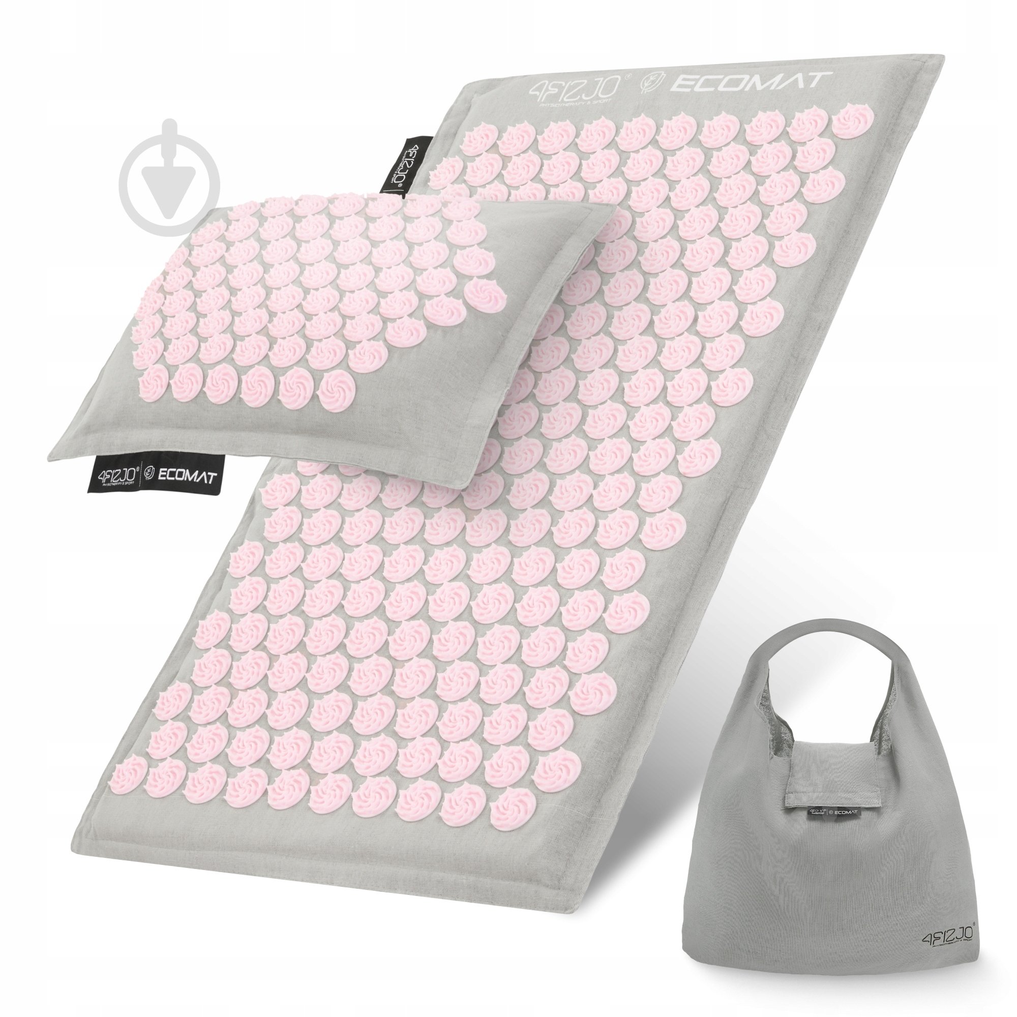 Килимок акупунктурний 4fizjo з подушкою Eco Mat Аплікатор Кузнєцова 4FJ0228 Grey/Pink (P-5907739312174) - фото 1