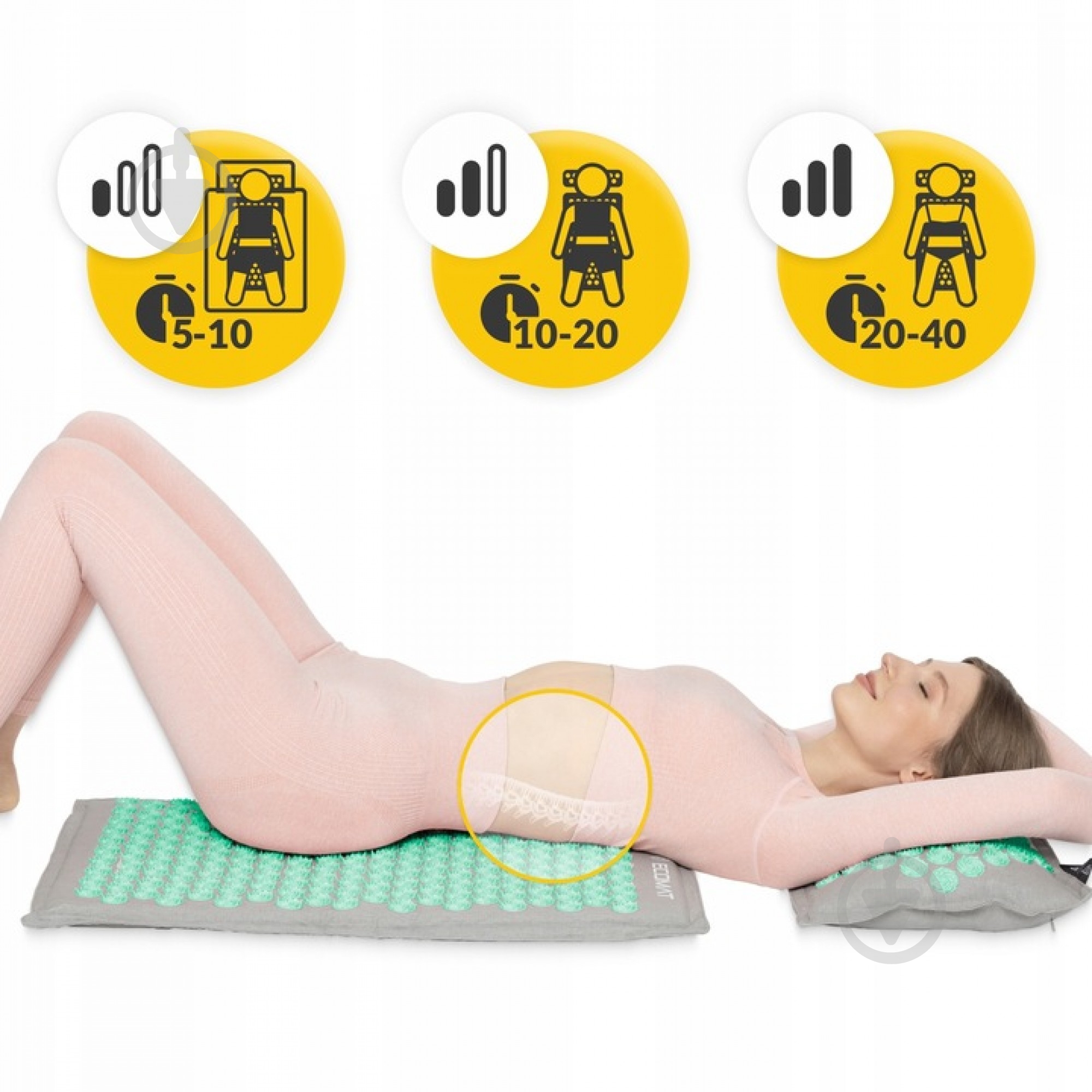 Коврик акупунктурный 4fizjo с подушкой Eco Mat Аппликатор Кузнецова 4FJ0230 Grey/Mint (P-5907739312181) - фото 2