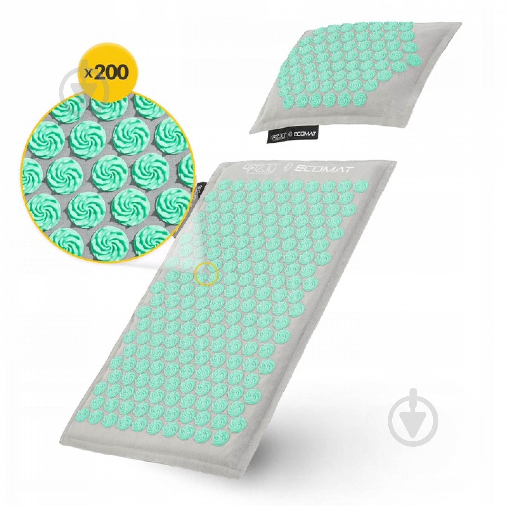 Коврик акупунктурный 4fizjo с подушкой Eco Mat Аппликатор Кузнецова 4FJ0230 Grey/Mint (P-5907739312181) - фото 8