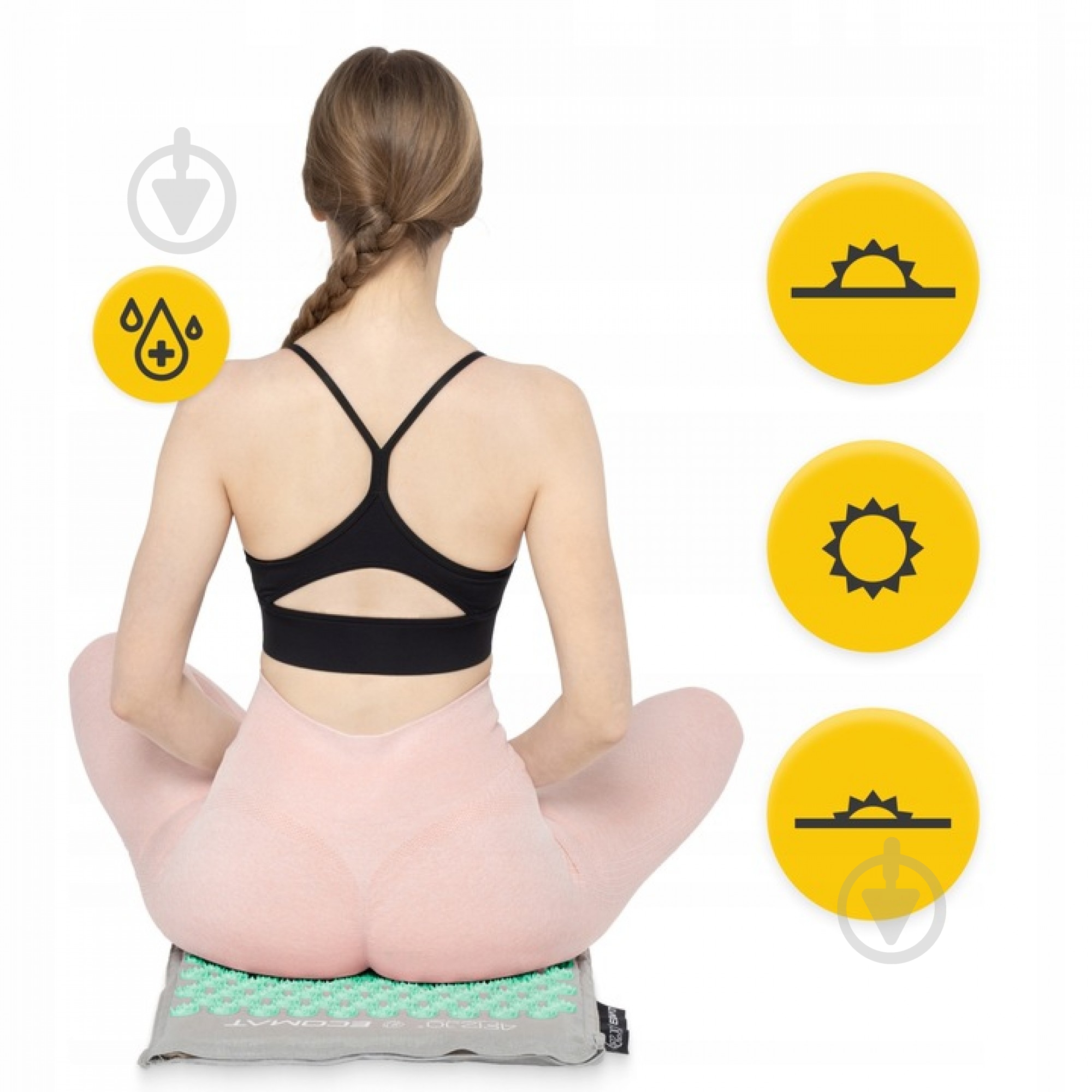 Коврик акупунктурный 4fizjo с подушкой Eco Mat Аппликатор Кузнецова 4FJ0230 Grey/Mint (P-5907739312181) - фото 6