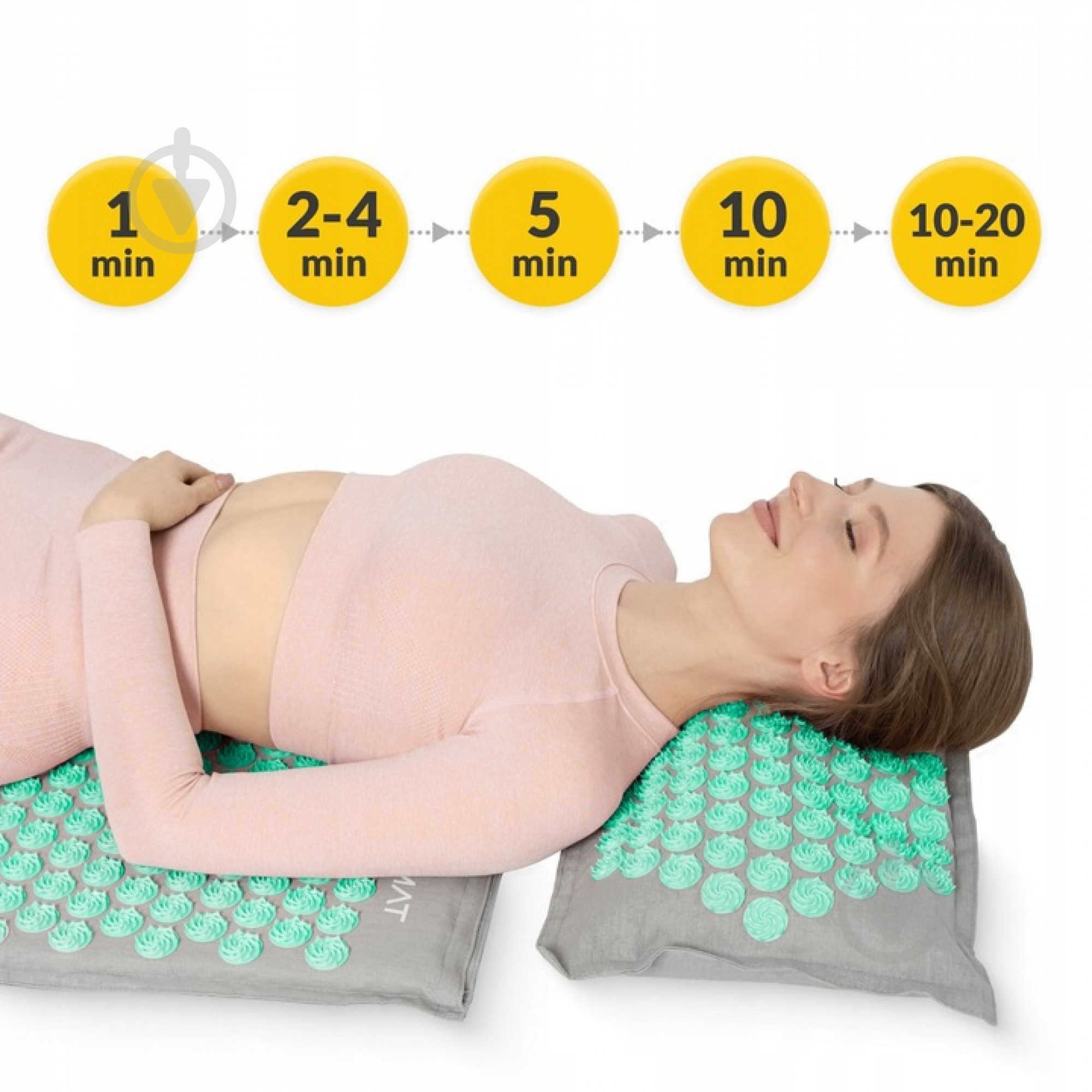 Коврик акупунктурный 4fizjo с подушкой Eco Mat Аппликатор Кузнецова 4FJ0230 Grey/Mint (P-5907739312181) - фото 9