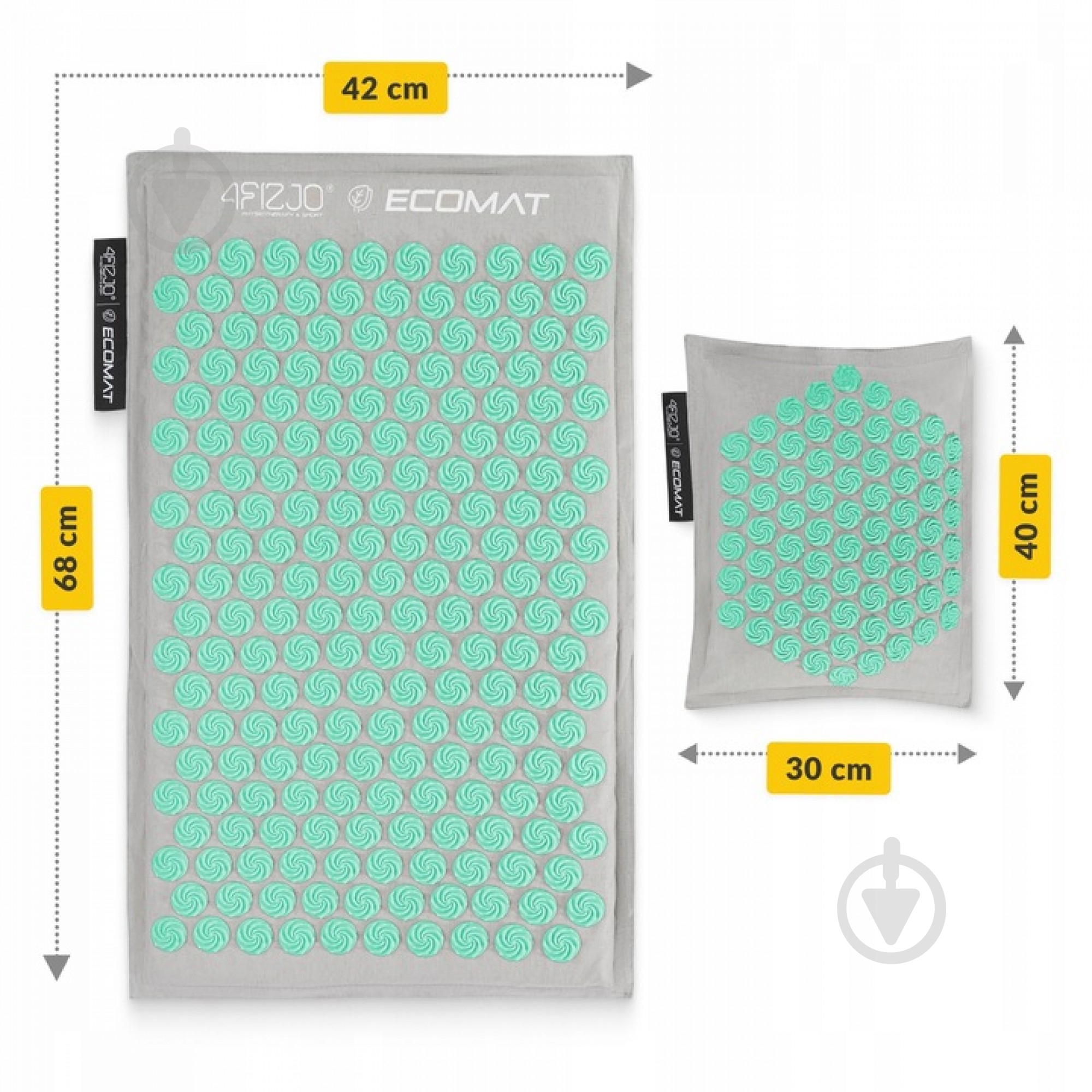 Коврик акупунктурный 4fizjo с подушкой Eco Mat Аппликатор Кузнецова 4FJ0230 Grey/Mint (P-5907739312181) - фото 10