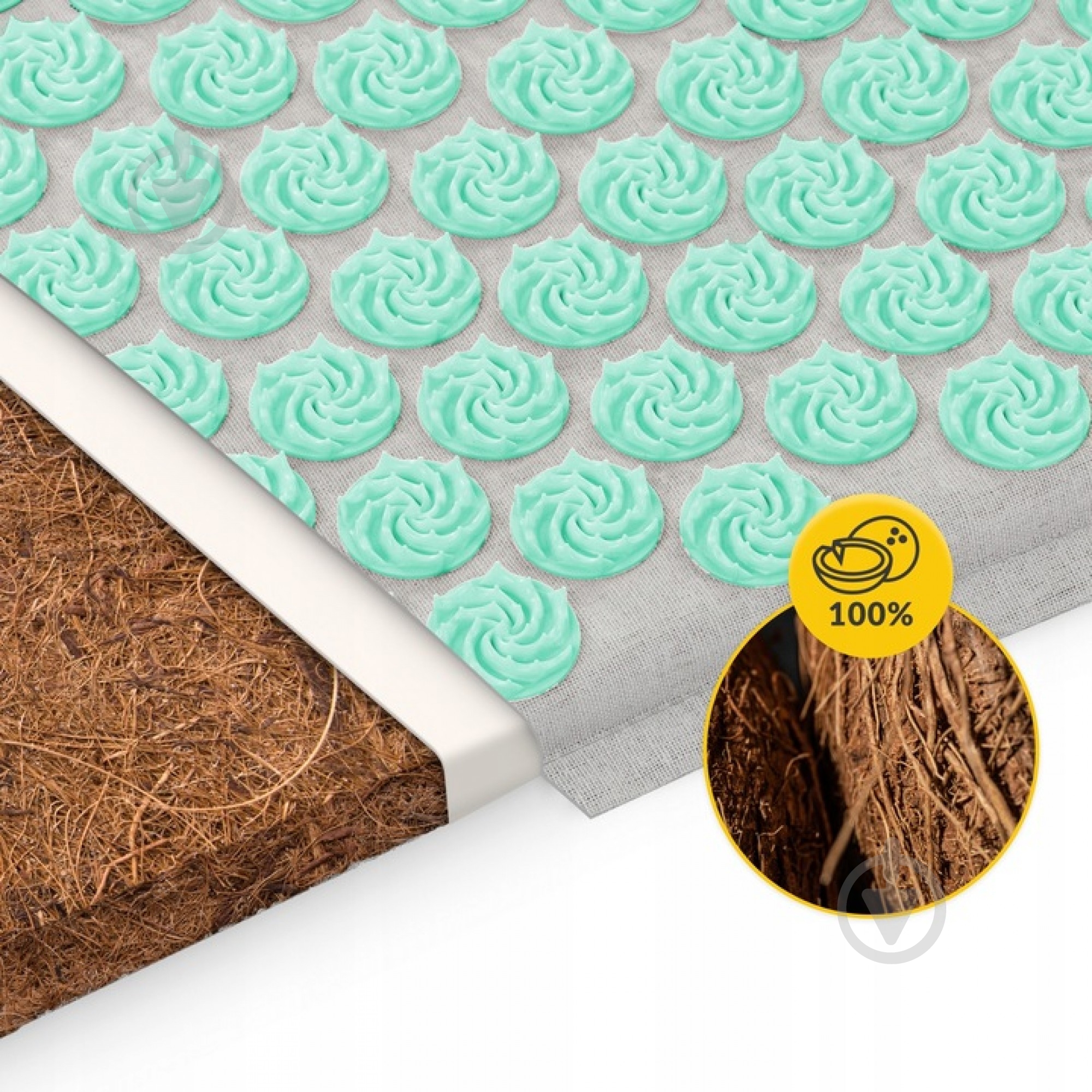 Коврик акупунктурный 4fizjo с подушкой Eco Mat Аппликатор Кузнецова 4FJ0230 Grey/Mint (P-5907739312181) - фото 5