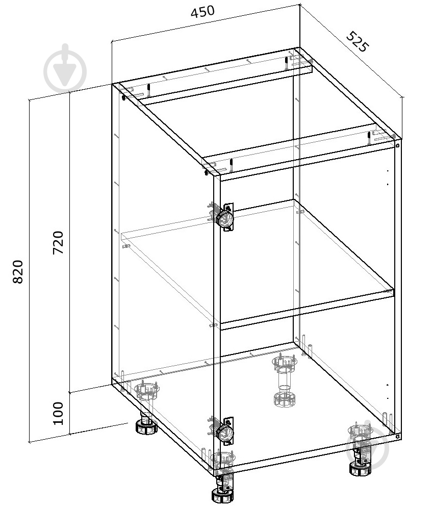 Тумба нижняя распашная 450x820x522 мм орех лесной - фото 2