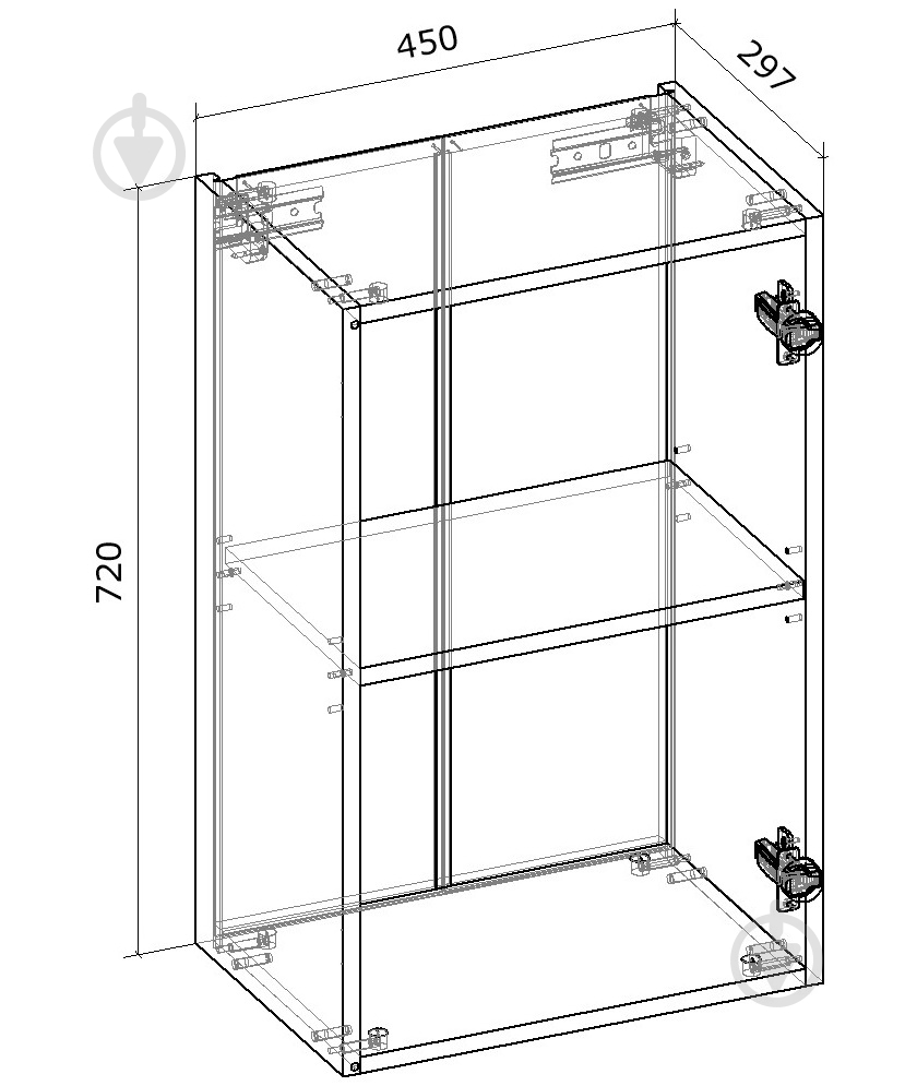 Шафа верхня Грейд розпашна 450x720x300 мм горіх лісовий - фото 2
