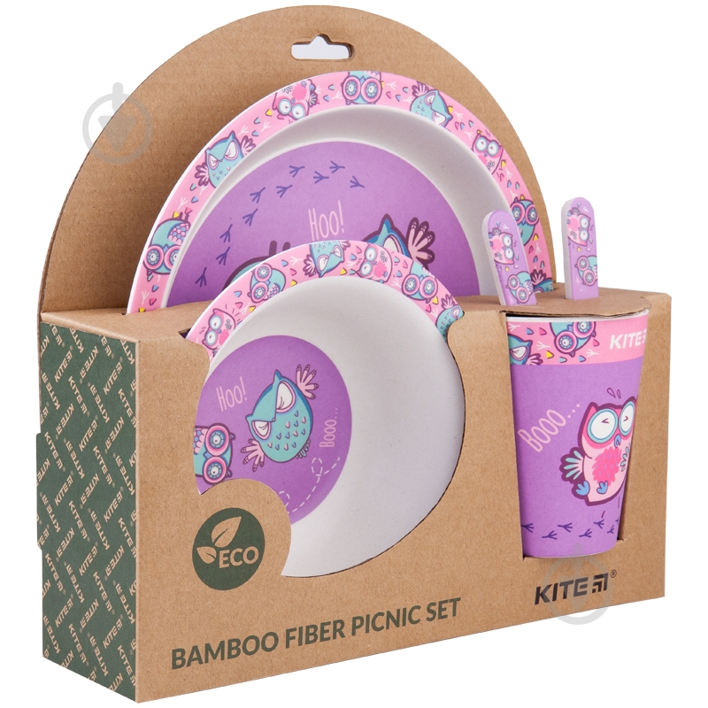Набор детской посуды из бамбука Owls 5 предметов K20-313-3 KITE - фото 1