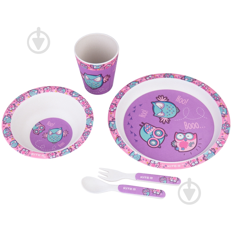Набор детской посуды из бамбука Owls 5 предметов K20-313-3 KITE - фото 2