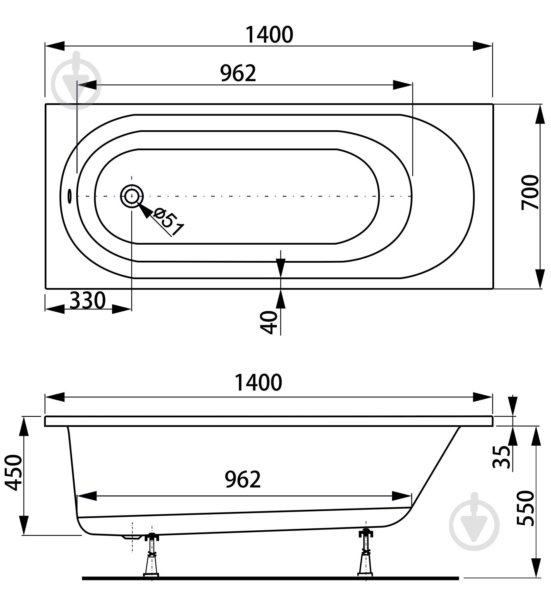 Ванна акрилова Vagnerplast Kasandra 140х70 см VPBA147KAS2X-04 - фото 3 Ванна акрилова Vagnerplast Kasandra 140х70 см VPBA147KAS2X-04 - фото 3
