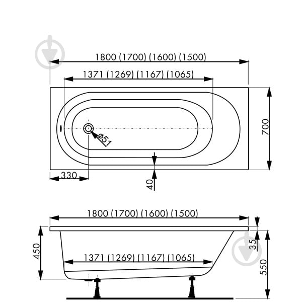 Ванна акрилова Vagnerplast Kasandra 180х70 см VPBA187KAS2X-04/N - фото 3