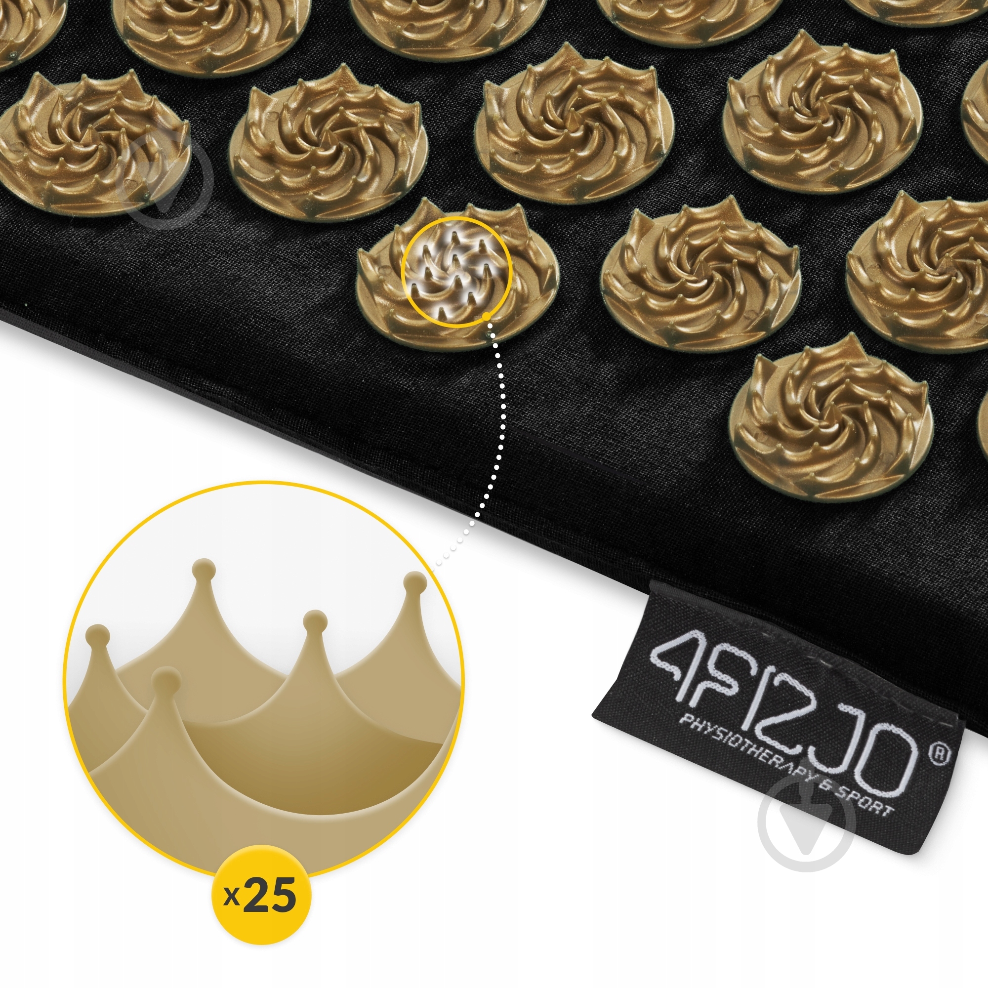 Коврик акупунктурный 4fizjo с подушкой Ergo Mat Аппликатор Кузнецова 4FJ0381 Black/Gold (P-5907739313881) - фото 5