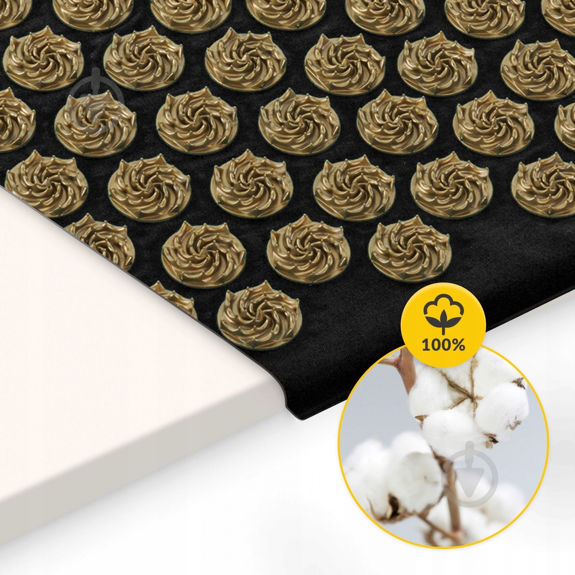 Коврик акупунктурный 4fizjo с подушкой Ergo Mat Аппликатор Кузнецова 4FJ0381 Black/Gold (P-5907739313881) - фото 7
