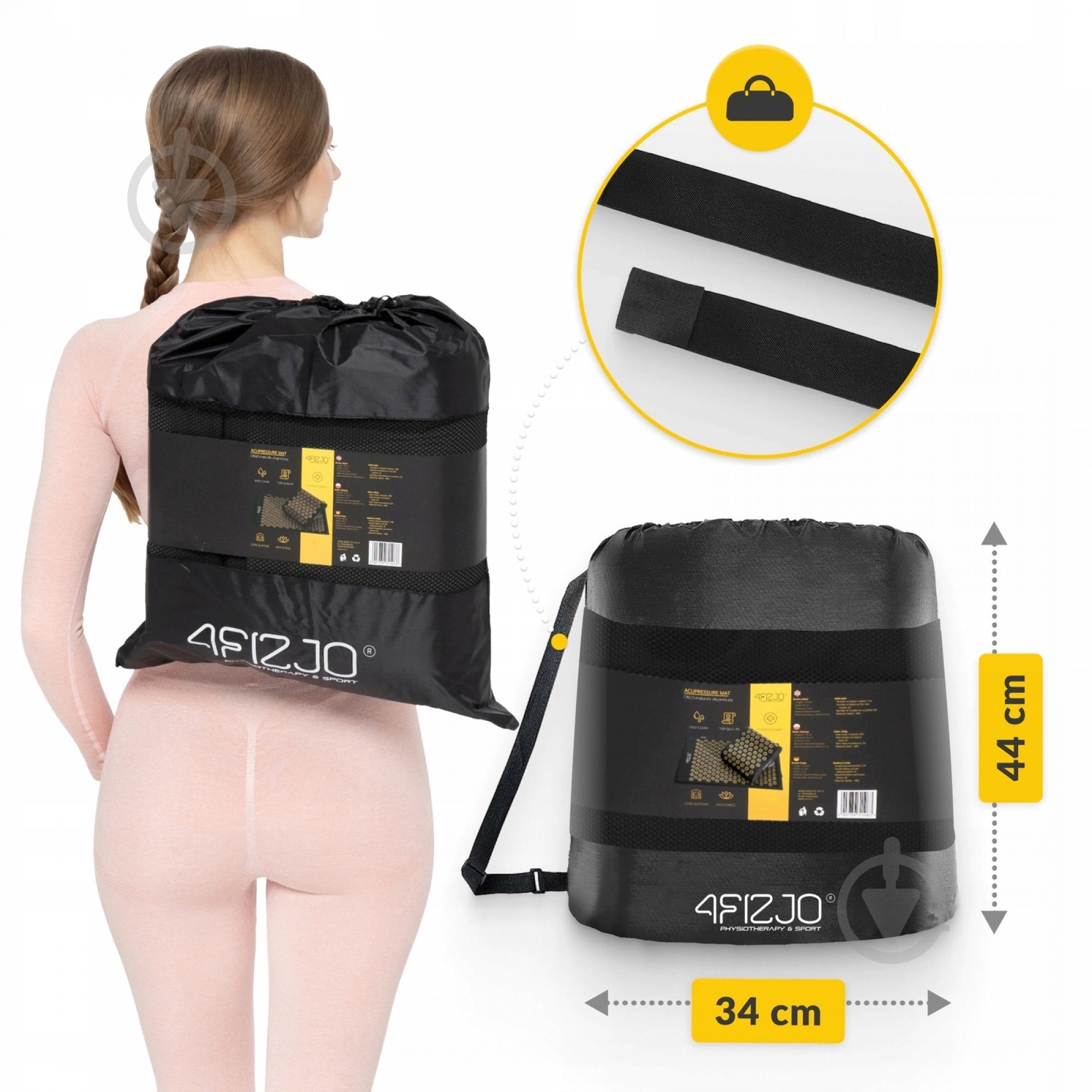 Коврик акупунктурный 4fizjo с подушкой Ergo Mat Аппликатор Кузнецова 4FJ0381 Black/Gold (P-5907739313881) - фото 9