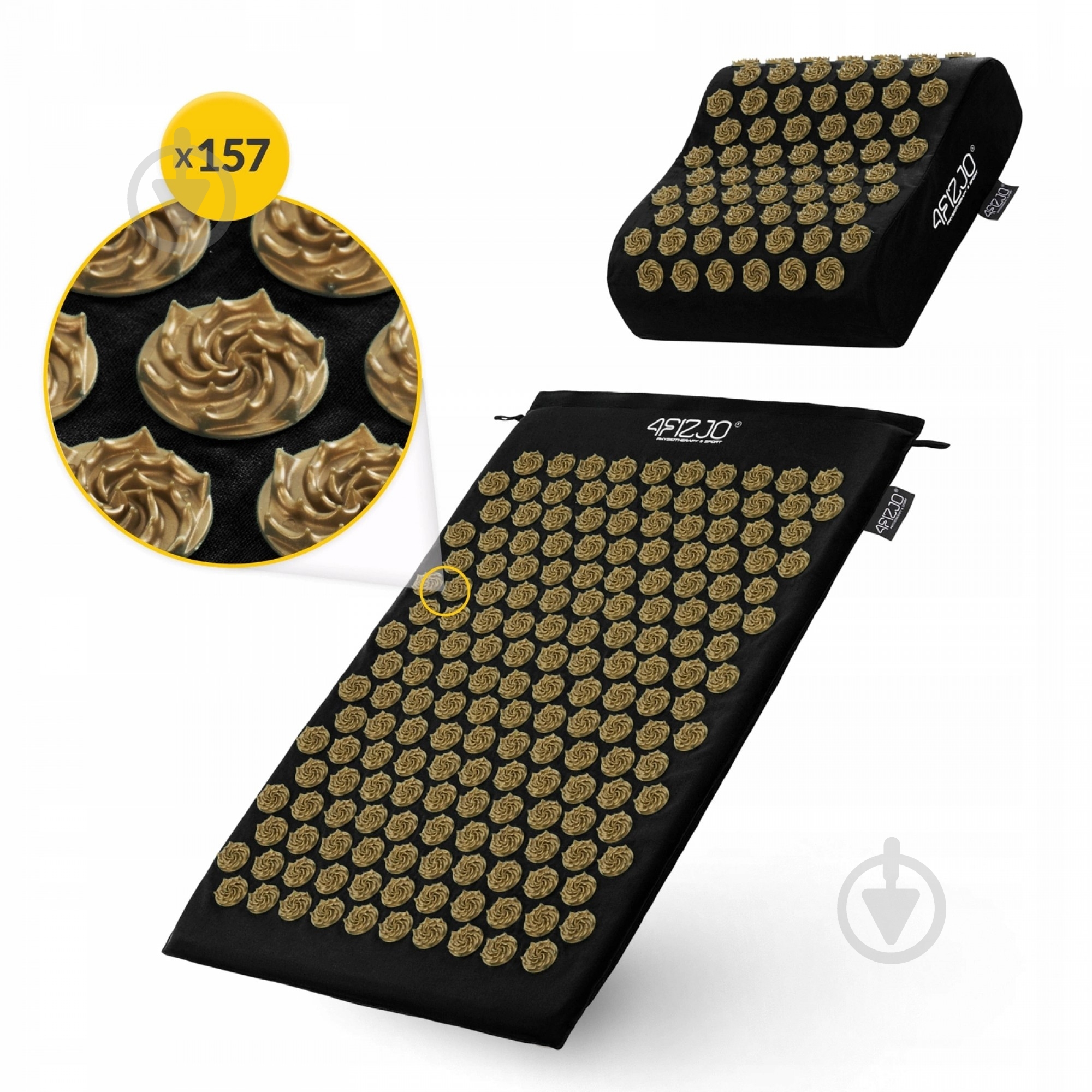 Коврик акупунктурный 4fizjo с подушкой Ergo Mat Аппликатор Кузнецова 4FJ0381 Black/Gold (P-5907739313881) - фото 4