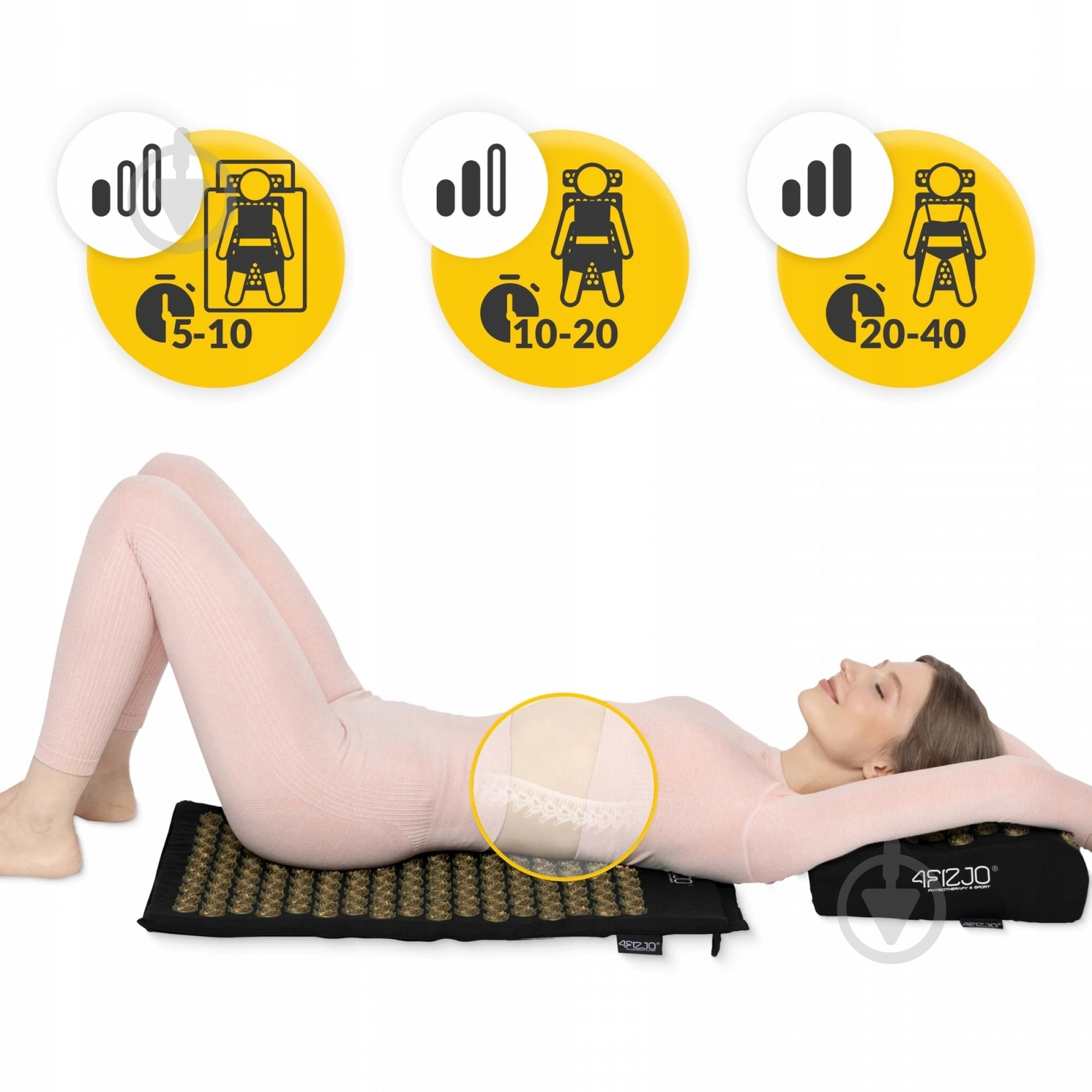 Коврик акупунктурный 4fizjo с подушкой Ergo Mat Аппликатор Кузнецова 4FJ0381 Black/Gold (P-5907739313881) - фото 12