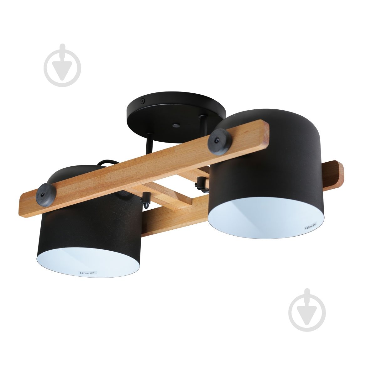 Люстра стельова LIGHT SET KONVALIA CRL160 2xE27 чорний/дерево - фото 1