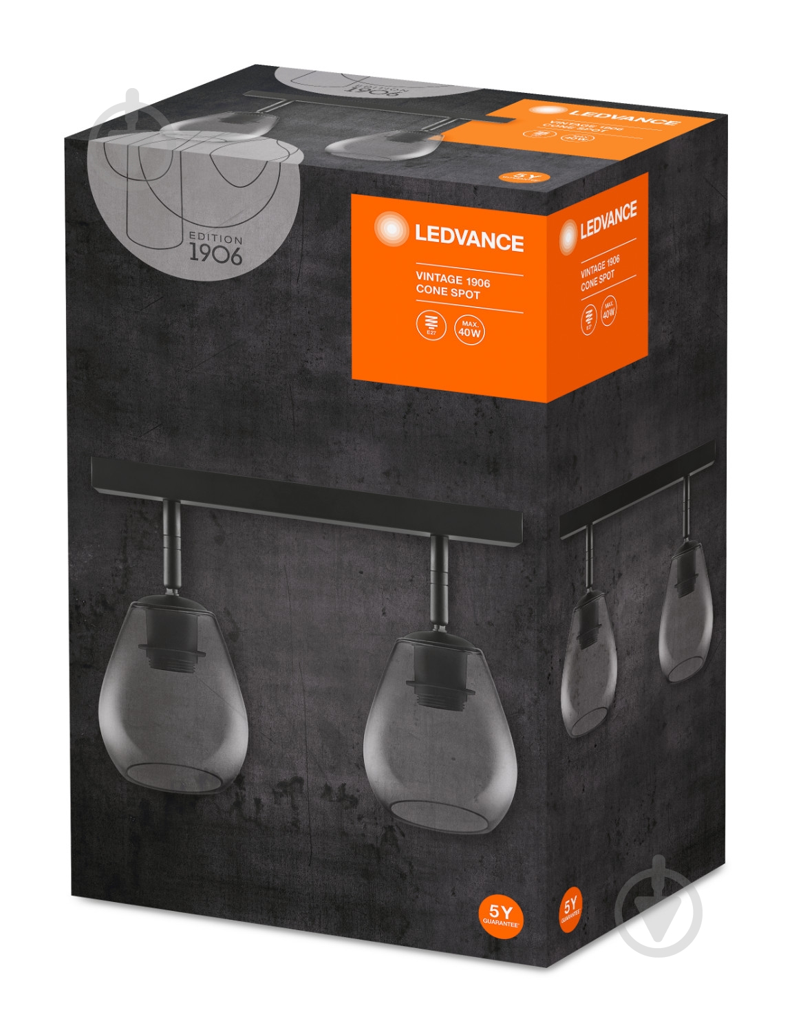 Люстра потолочная Ledvance Vintage Cone Spot 2x40 Вт E27 серый дымчатый - фото 4