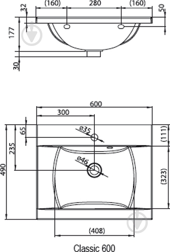 Умывальник Ravak Classic 600 Xjd01160000 - фото 3