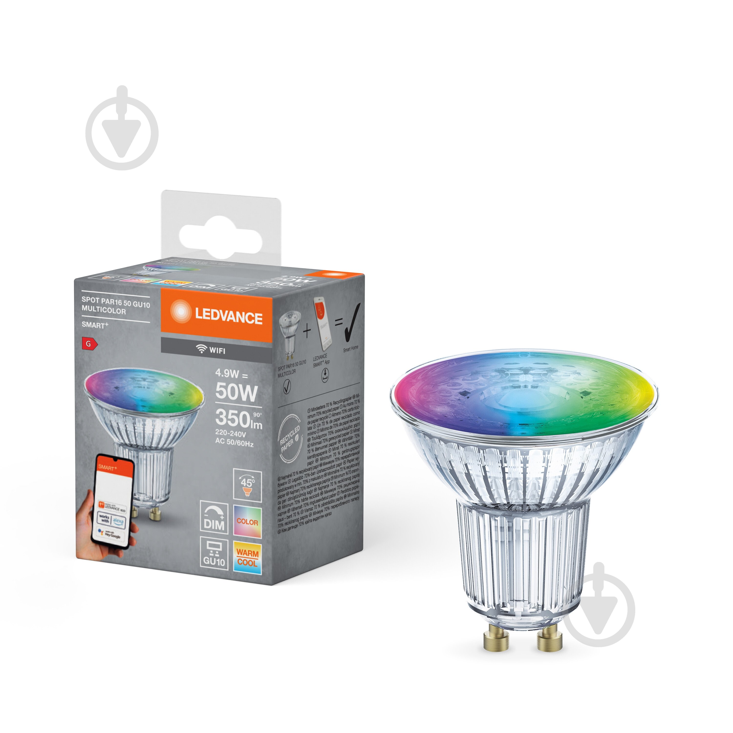 Лампа світлодіодна Ledvance SMART+ WiFi Spot 5 Вт MR16 прозора GU10 220 В 2700-6500 К - фото 1