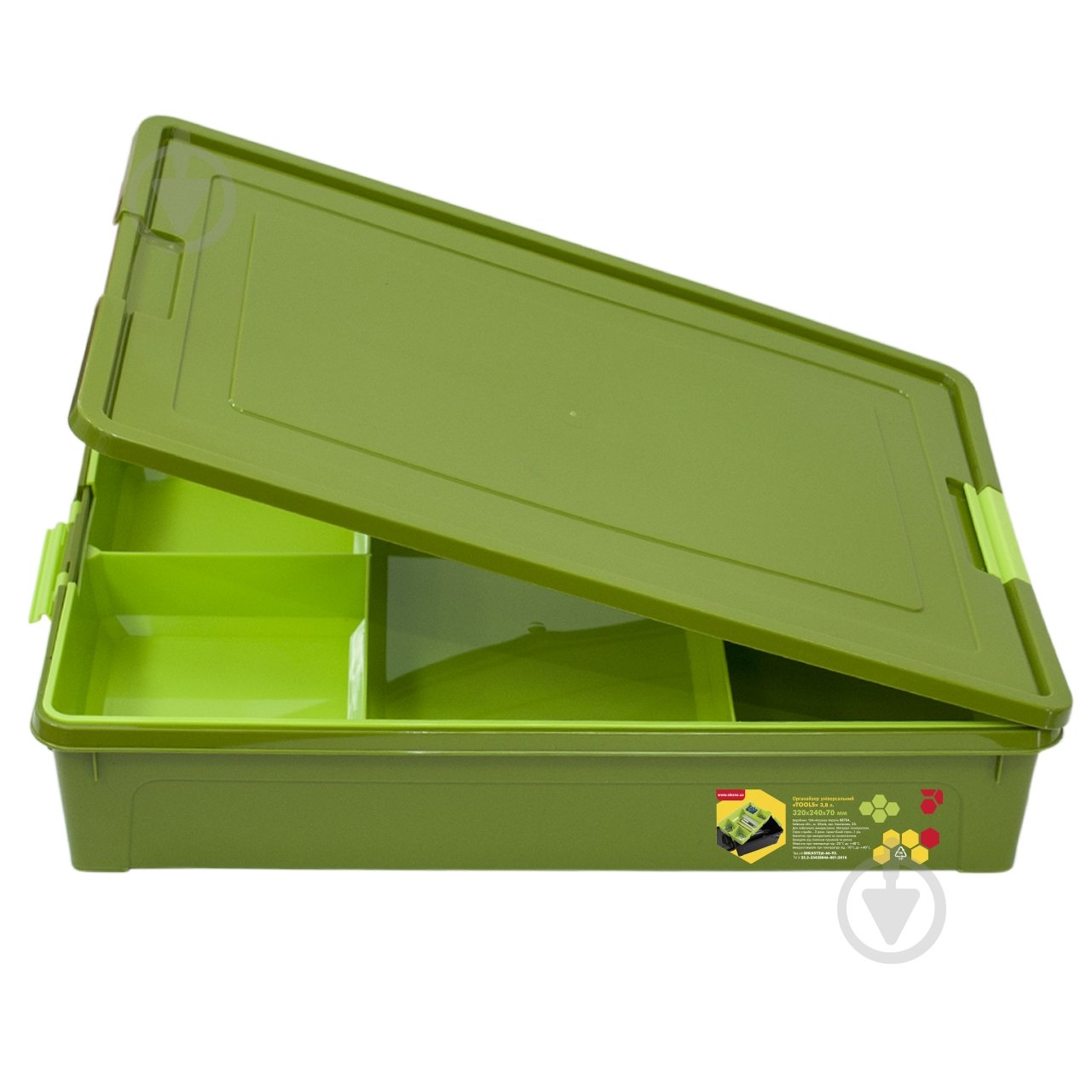 Контейнер-органайзер Алеана Tools 3,8 л хаки 70x240x320 мм - фото 2