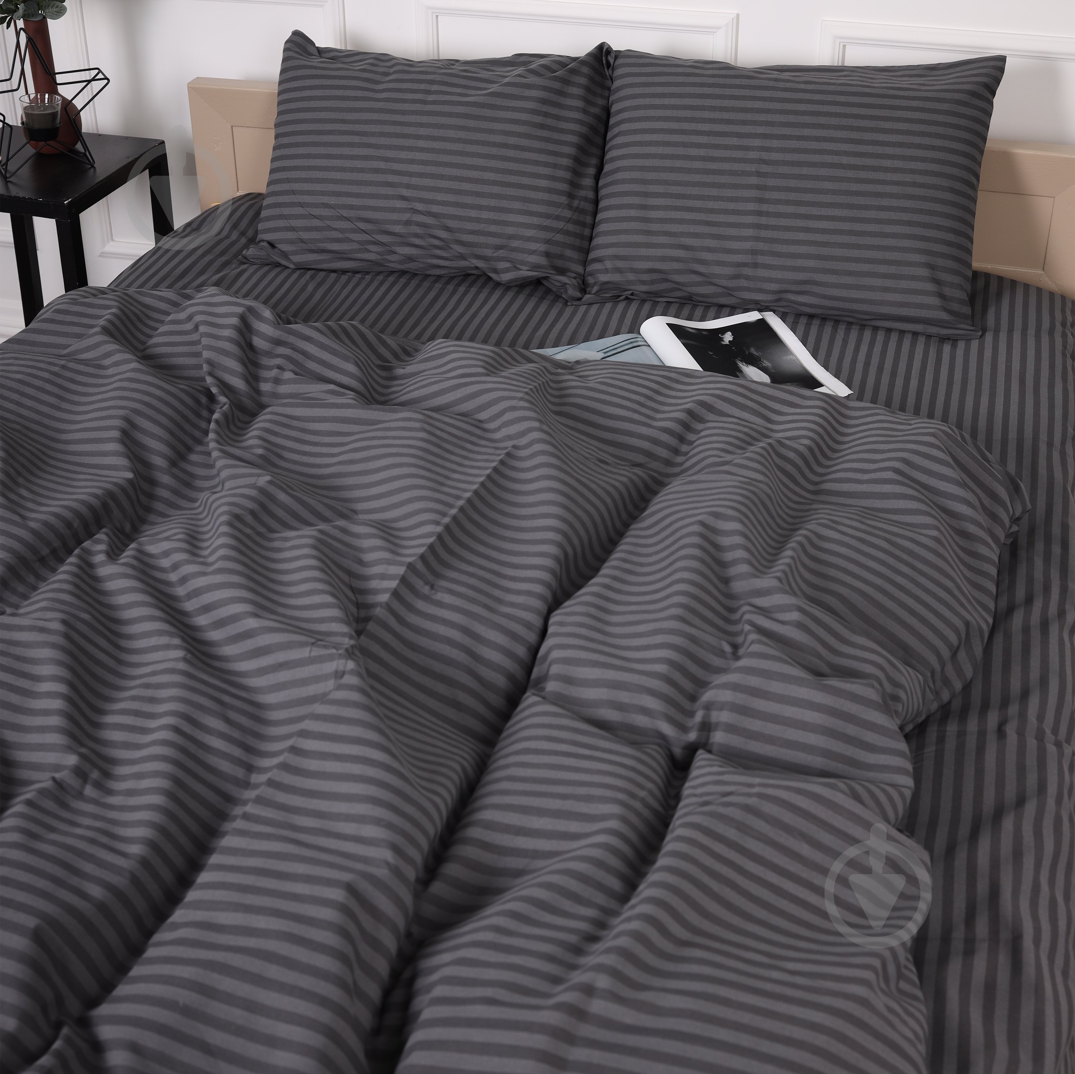 Комплект постільної білизни Ranforce Elite 17-0601 Stripe Gray 2х143х210 см сірий MirSon - фото 1