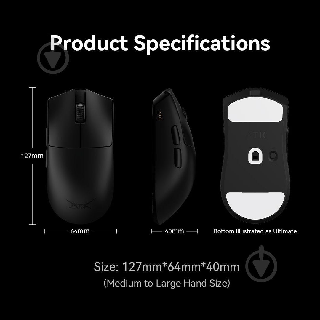 Мышка беспроводная ATK Blazing Sky X1 Ultimate black (ATK-X1-ULTI-BLK) - фото 4 Мышка беспроводная ATK Blazing Sky X1 Ultimate black (ATK-X1-ULTI-BLK) - фото 4