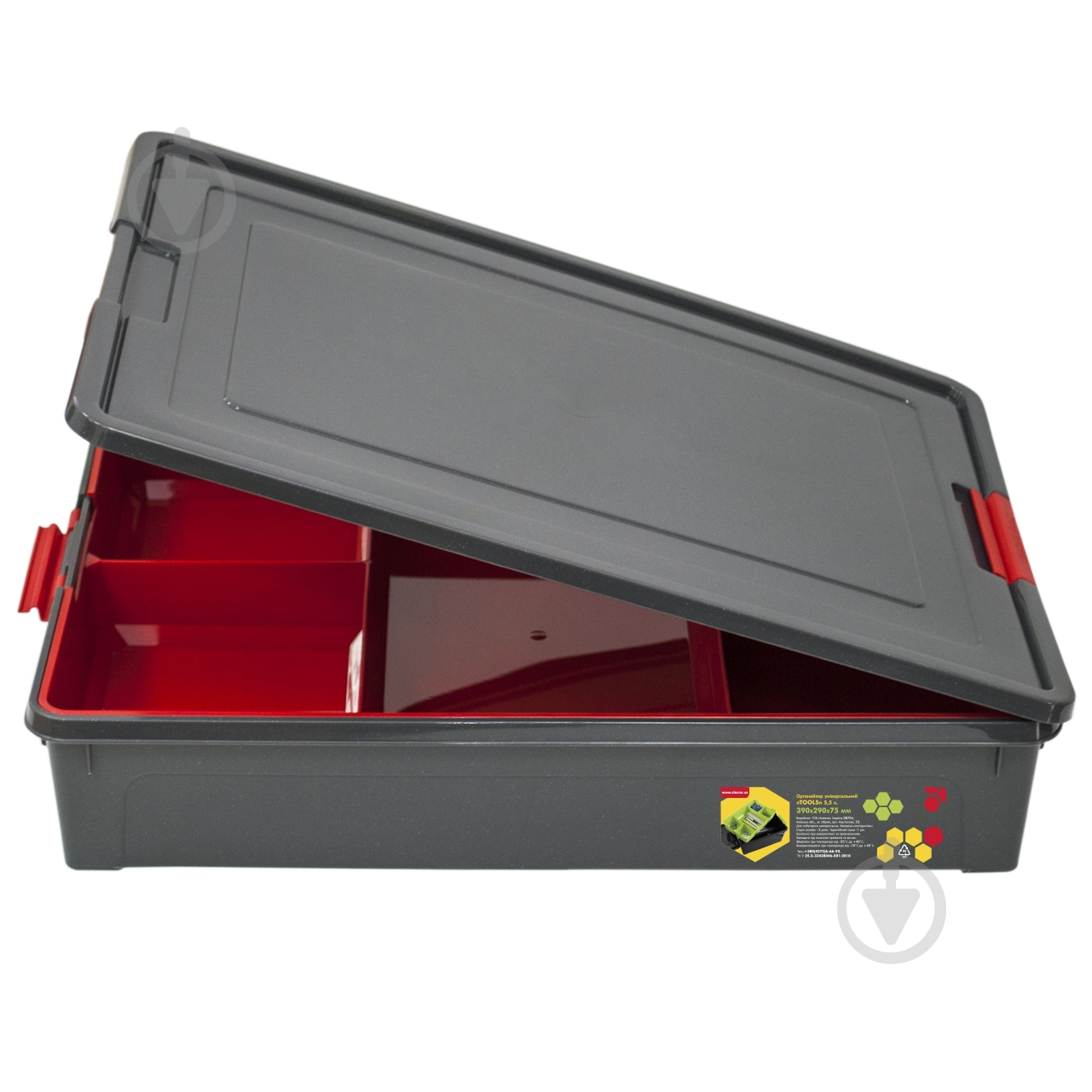 Контейнер-органайзер Алеана Tools 5,5 л гранит 75x290x390 мм - фото 2
