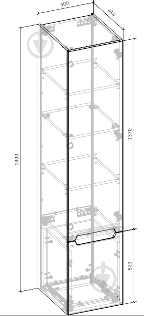 Пенал подвесной Грейд с ящиком 400х1900х464 МС Дакота дуб артизан - фото 2 Пенал подвесной Грейд с ящиком 400х1900х464 МС Дакота дуб артизан - фото 2