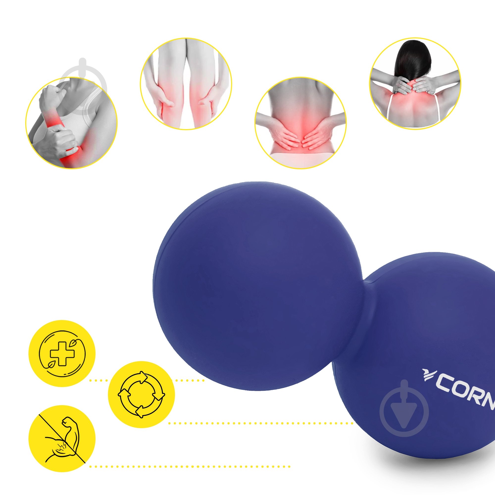 Массажный мяч Cornix Lacrosse DuoBall 6,3x12,6 см XR-0109 Navy Blue - фото 2