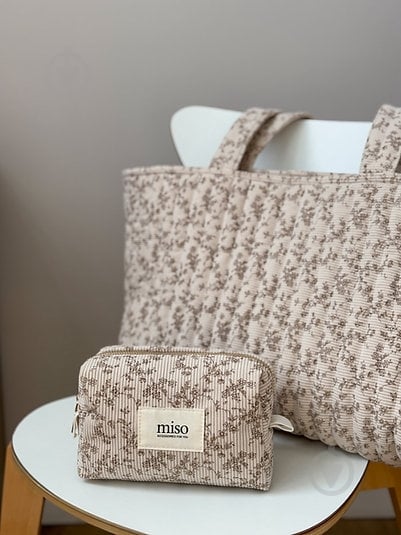 Косметичка MISO accessory вельвет бежева квіткова - фото 3