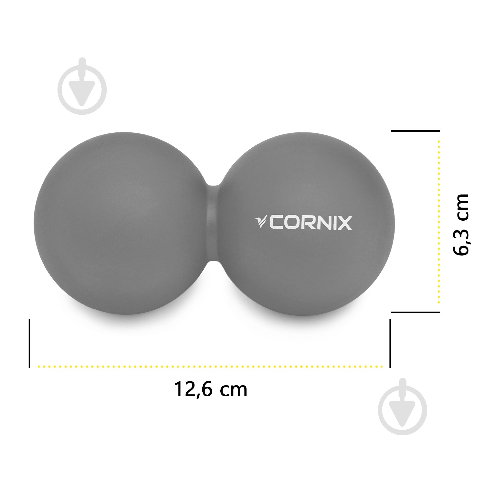 Масажний м'яч Cornix Lacrosse DuoBall 6,3x12,6 см XR-0115 Grey - фото 3
