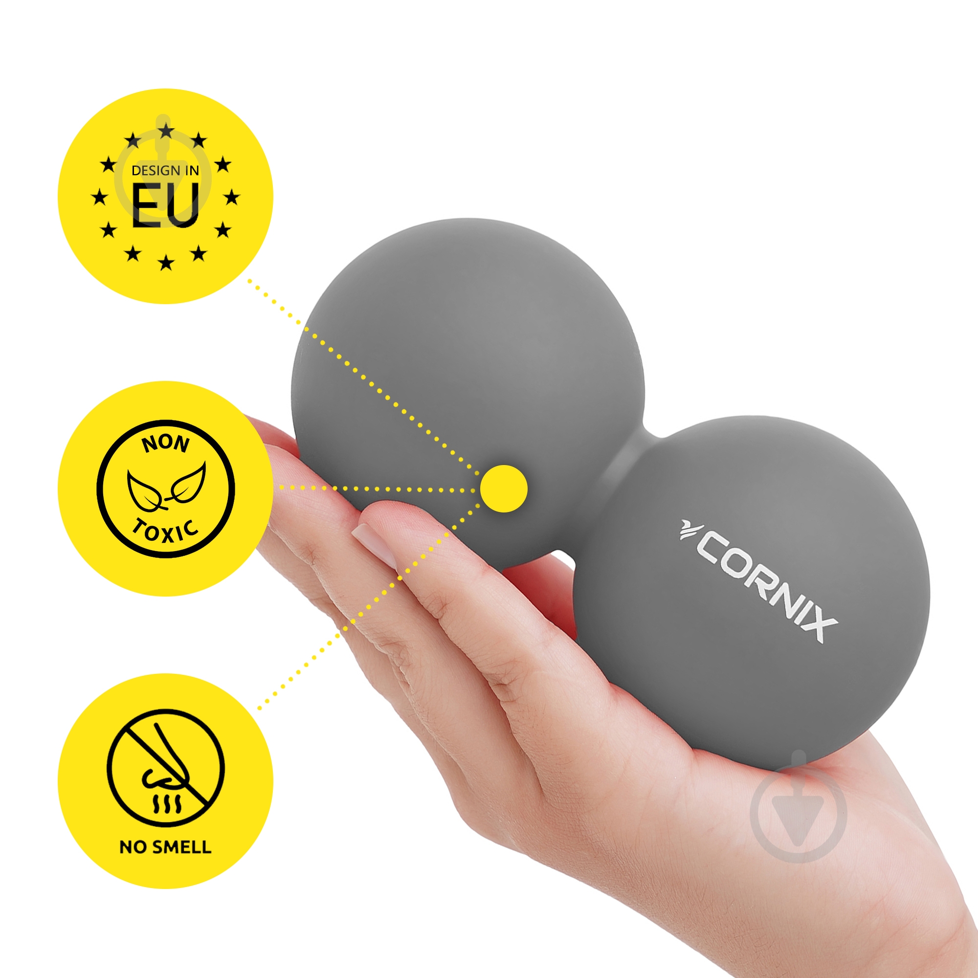Масажний м'яч Cornix Lacrosse DuoBall 6,3x12,6 см XR-0115 Grey - фото 6