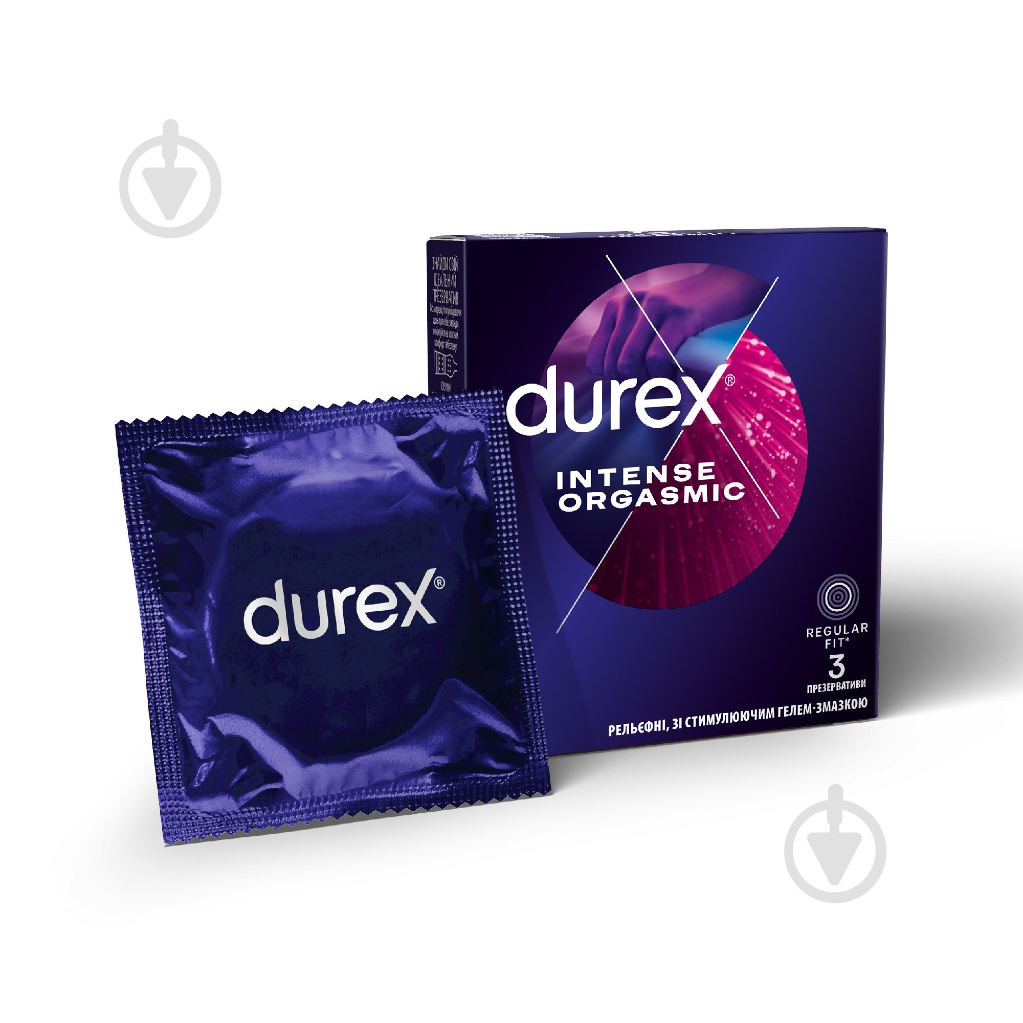 Презервативы Durex Intense Orgasmic (рельефные со стимулирующим гелем-смазкой) 3 шт. - фото 1