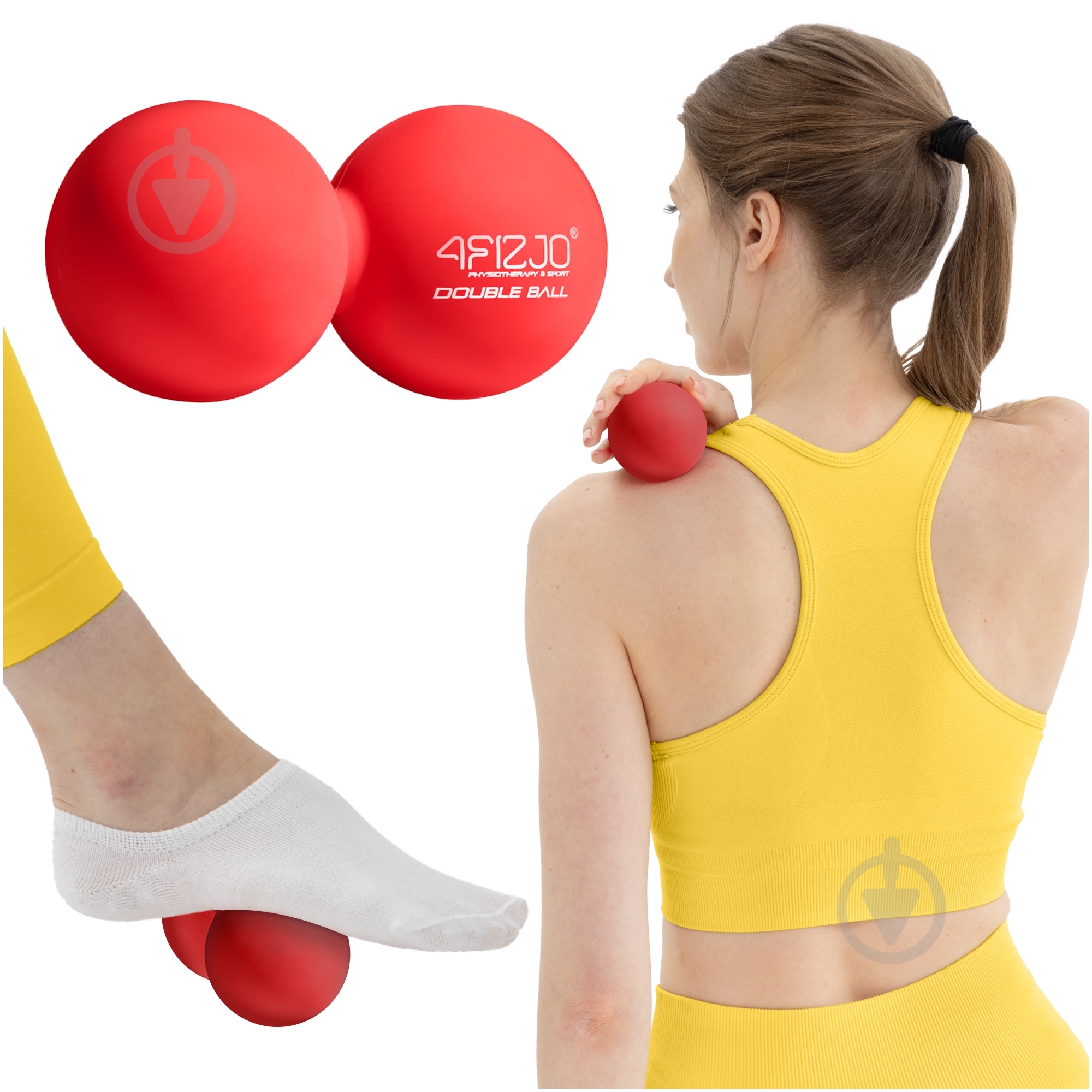 Массажный мяч 4fizjo Lacrosse Double Ball 6,5x13,5 см Red (P-5907222931219) - фото 3