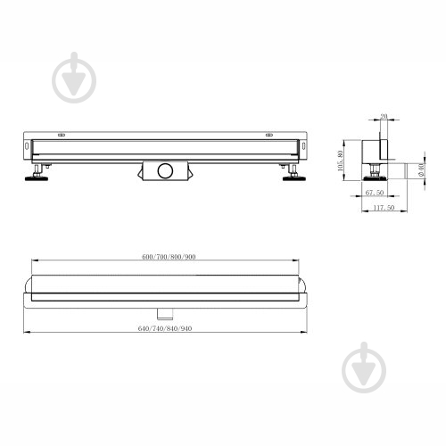 Душевой трап Imprese d44600SW13 600 мм - фото 2 Душевой трап Imprese d44600SW13 600 мм - фото 2