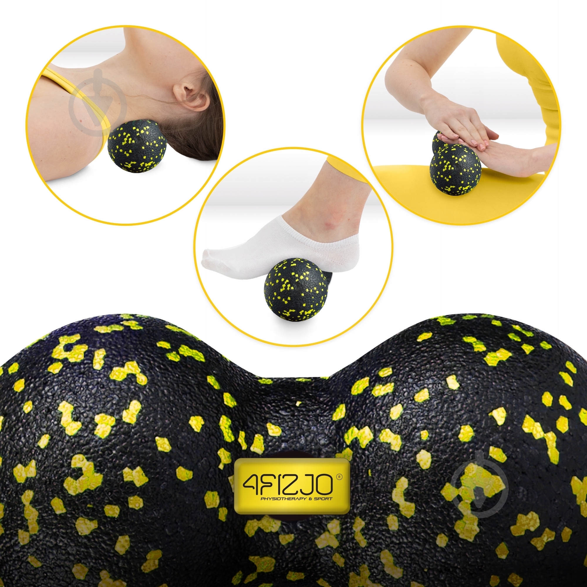 Масажний м'яч 4fizjo EPP DuoBall 12 Black/Yellow (P-5907222931332) - фото 7