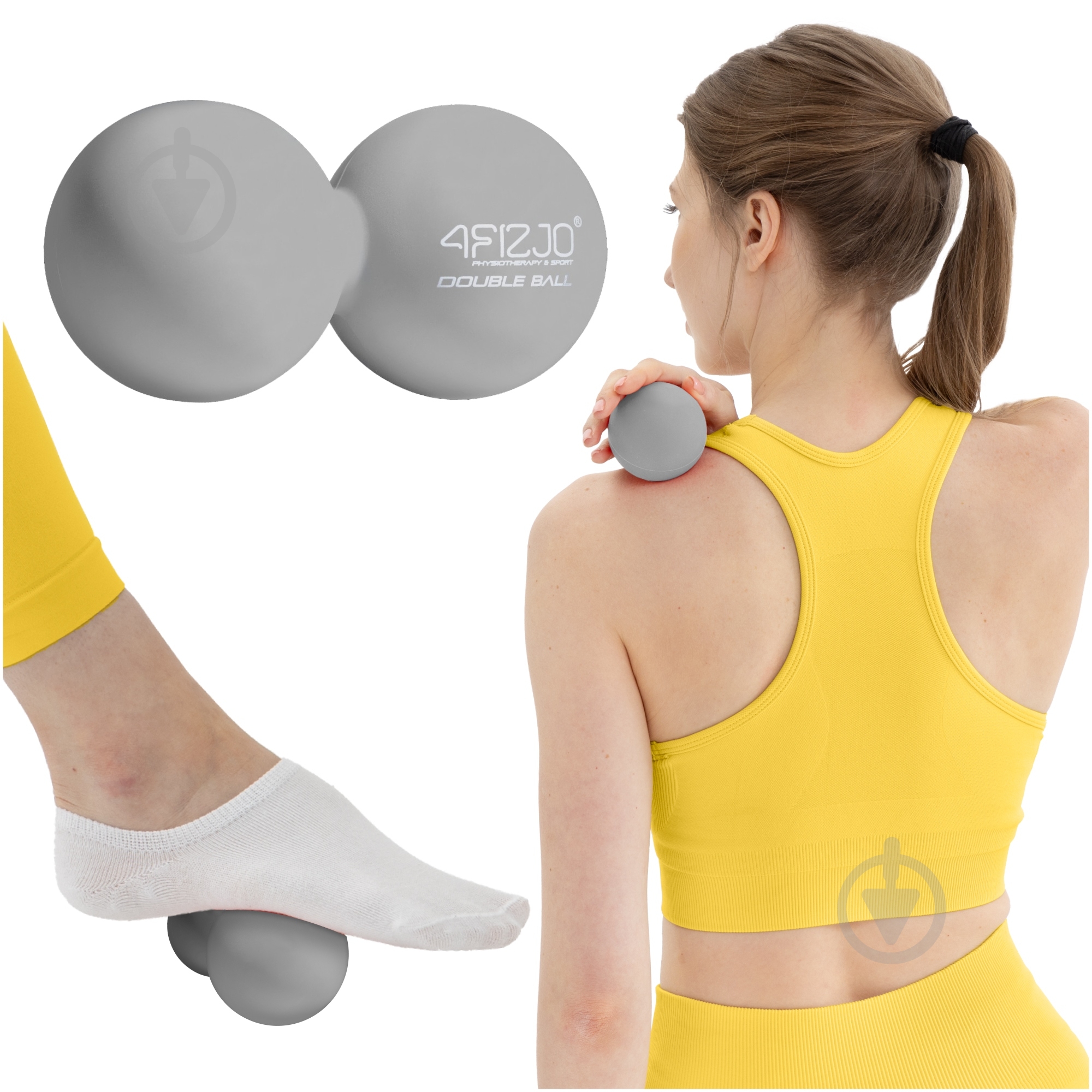 Масажний м'яч 4fizjo Lacrosse Double Ball 6,5x13,5 см Grey (P-5907739314345) - фото 2