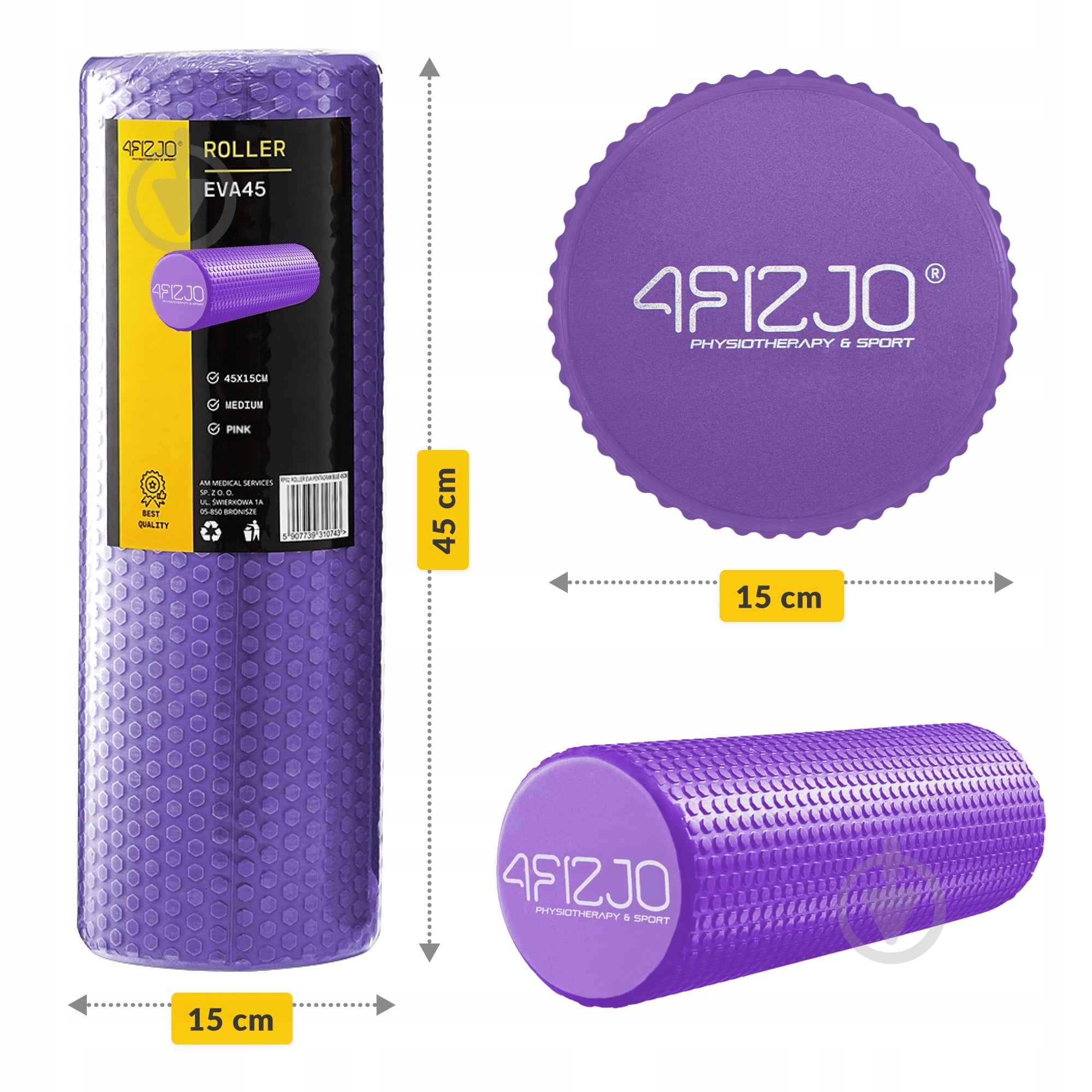 Валик масажний 4fizjo CARE+ EVA 45 x 15 см (валик, ролер) 4FJ0331 Purple (P-5907739314376) - фото 9 Валик масажний 4fizjo CARE+ EVA 45 x 15 см (валик, ролер) 4FJ0331 Purple (P-5907739314376) - фото 9