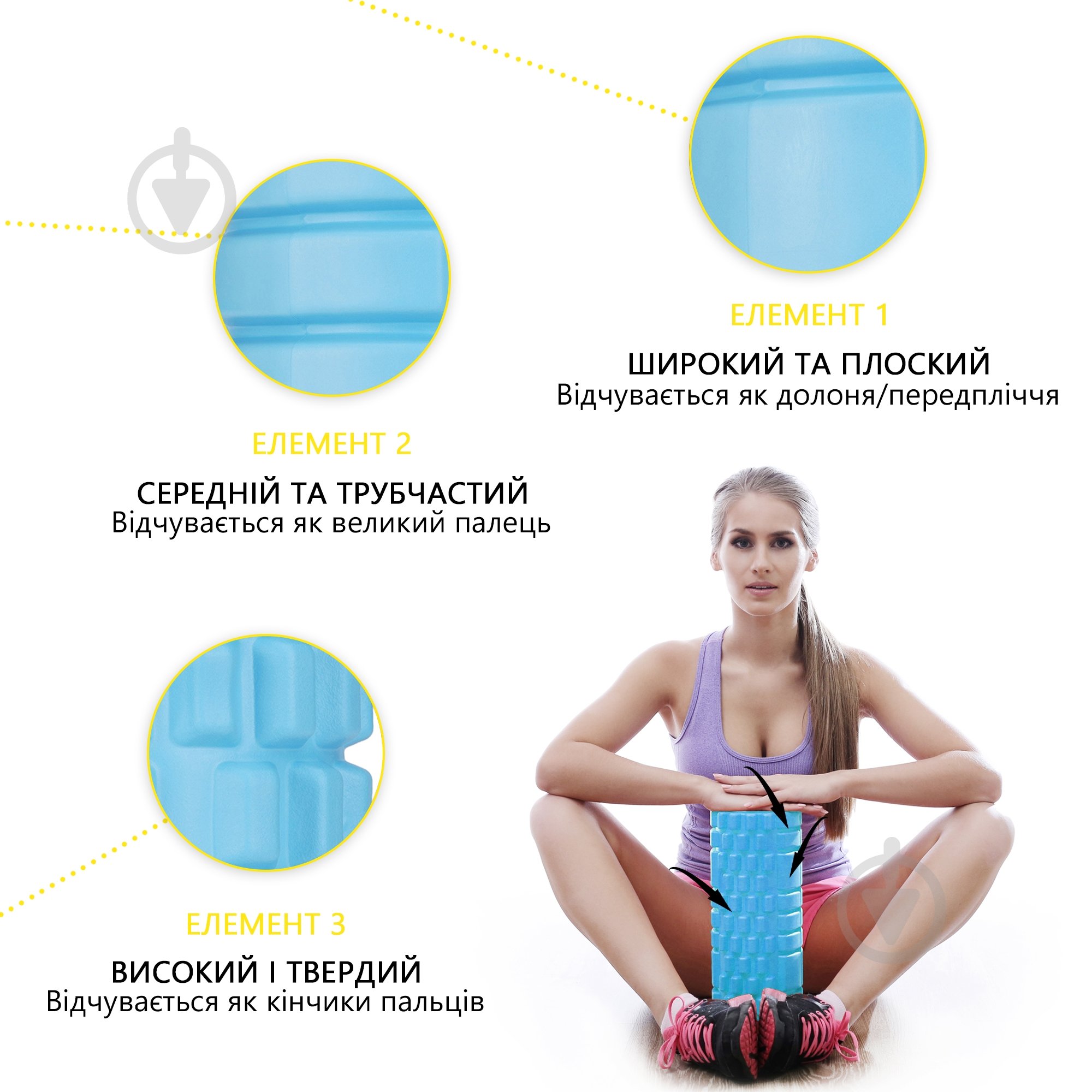 Валик массажный Cornix EVA 33 x 14 см (валик, роллер) XR-0030 Sky Blue - фото 8 Валик массажный Cornix EVA 33 x 14 см (валик, роллер) XR-0030 Sky Blue - фото 8